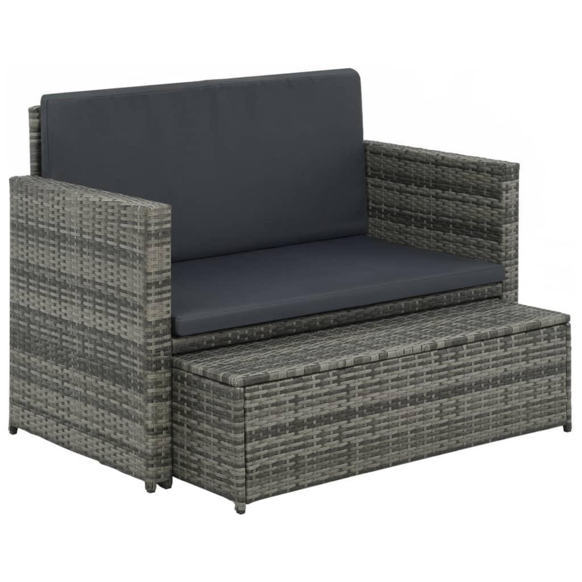 VIDAXL Salon de jardin 2 pcs avec coussins Resine tressee Gris