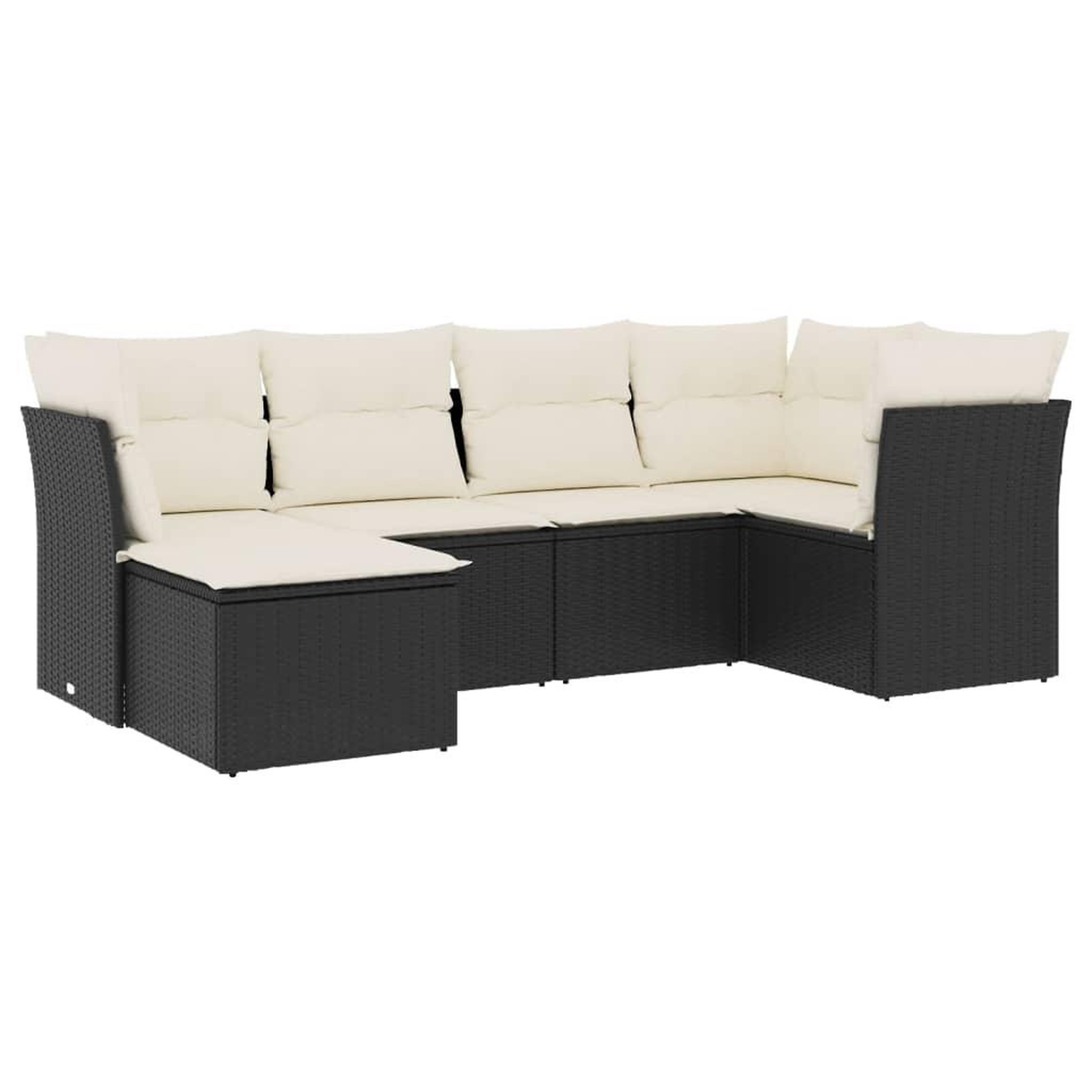 Voir la diapositive 2 : VIDAXL Salon de jardin 6 pcs avec coussins noir resine tressee