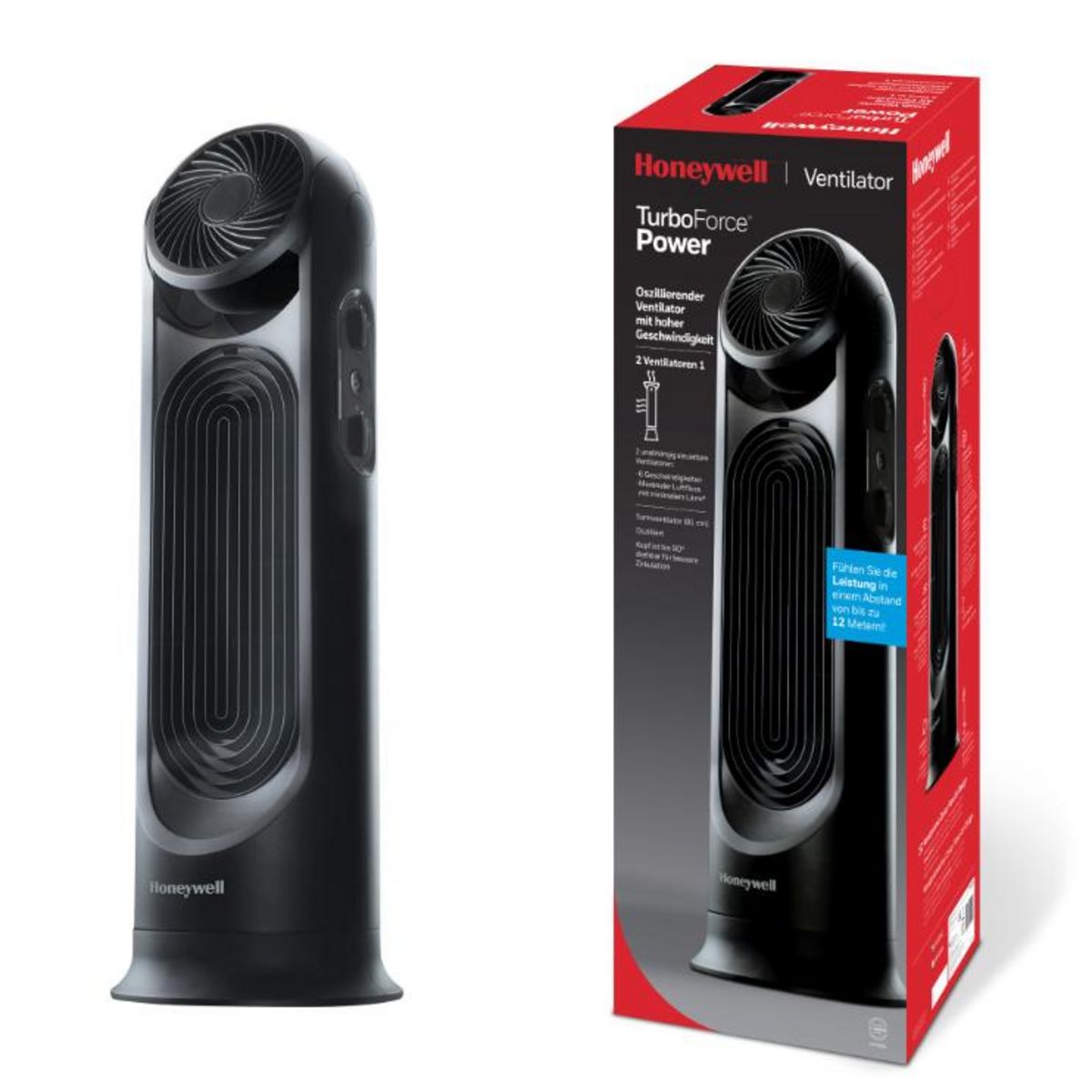 Honeywell Ventilateur colonne 81cm 58w 3 vitesses noir - hyf500e4