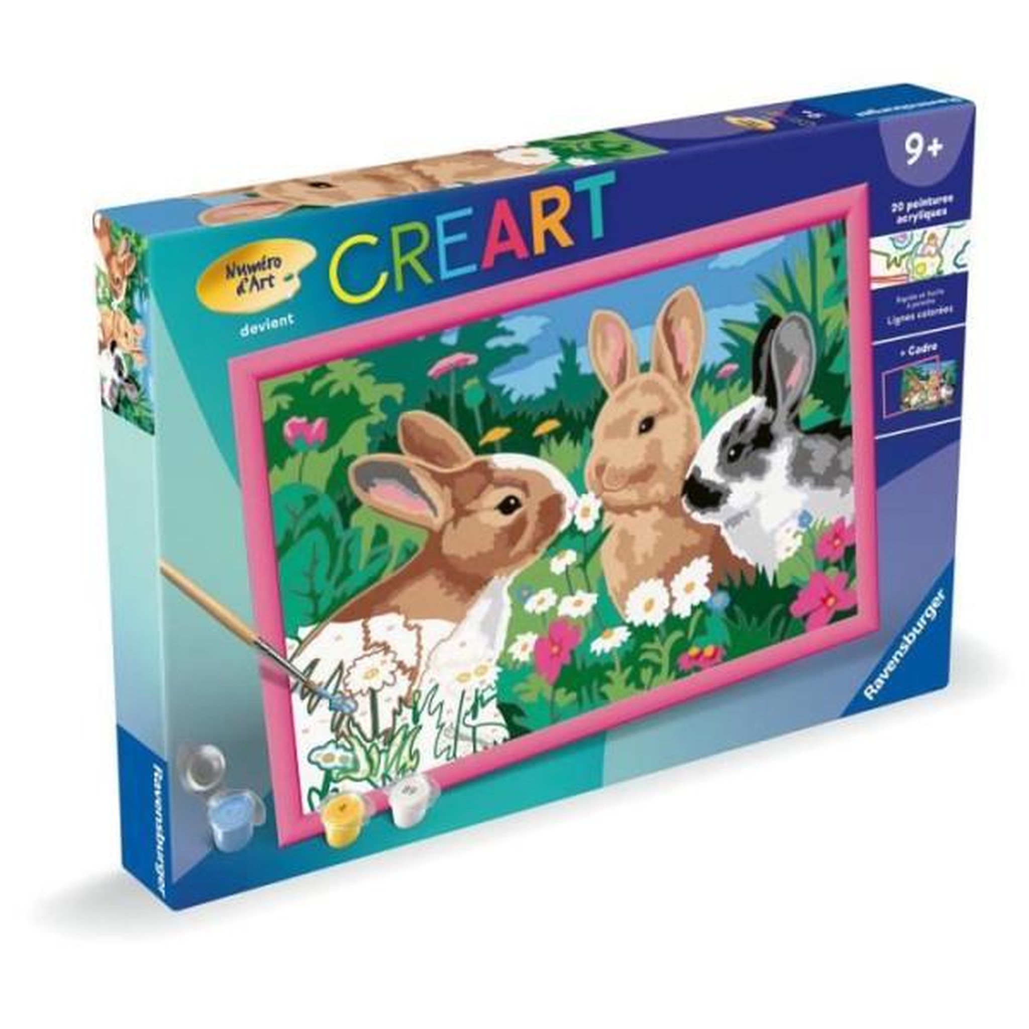 Voir la diapositive 5 : RAVENSBURGER CreArt Kids 31x21cm Lapins dans le pré, Kit de peinture par numéros Numéro d'Art, Des 9 ans, 25847, Ravensburger