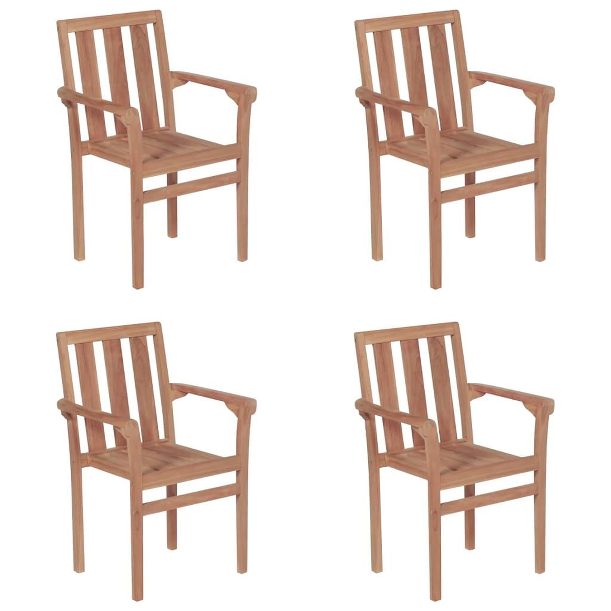 Voir la diapositive 3 : VIDAXL Chaises de jardin empilables avec coussins lot de 4 Teck solide