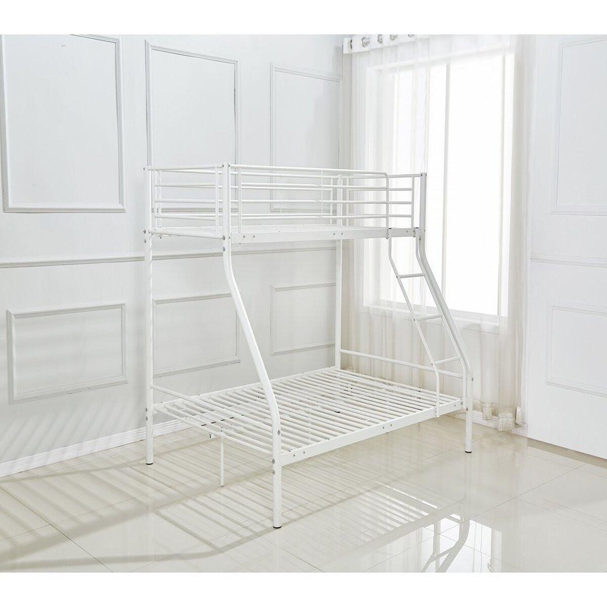 Voir la diapositive 4 : Habitat et Jardin Lit superposé en métal  Leo  Sommiers inclus - 90/140 x 190 cm - Blanc