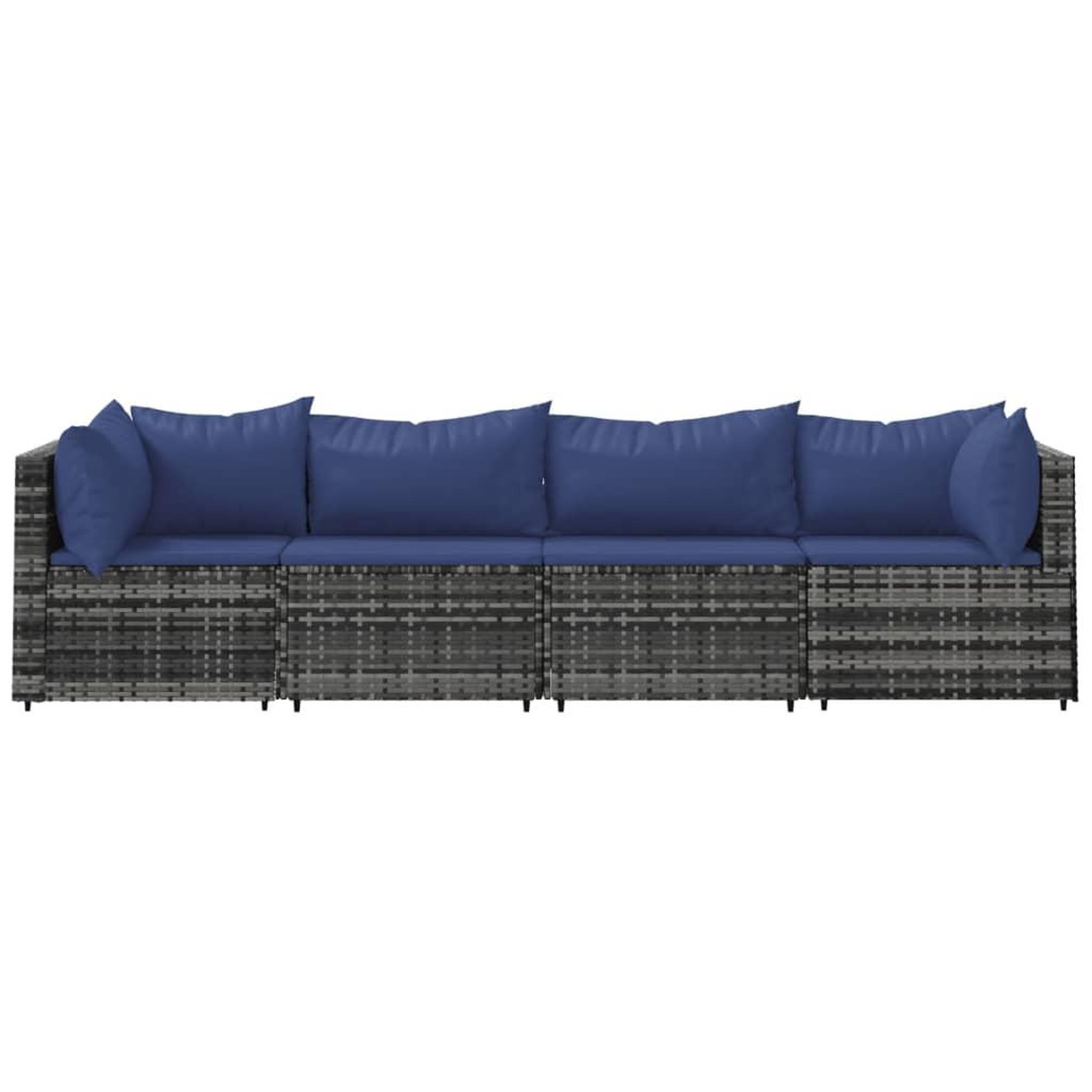 Voir la diapositive 3 : VIDAXL Salon de jardin 4 pcs avec coussins Gris Resine tressee