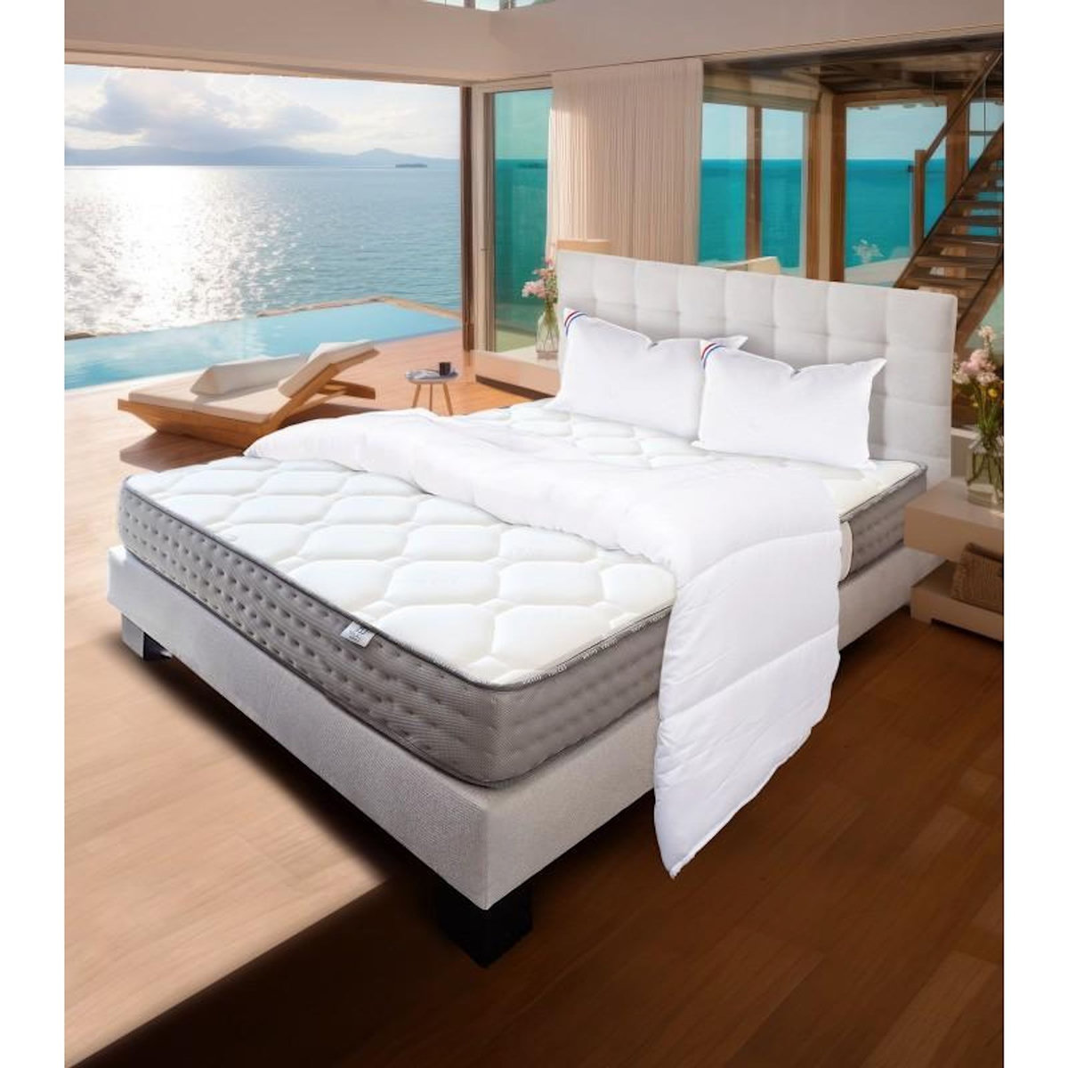 LUXURY LITERIE Ensemble literie mousse, Zen Ferme, Gris