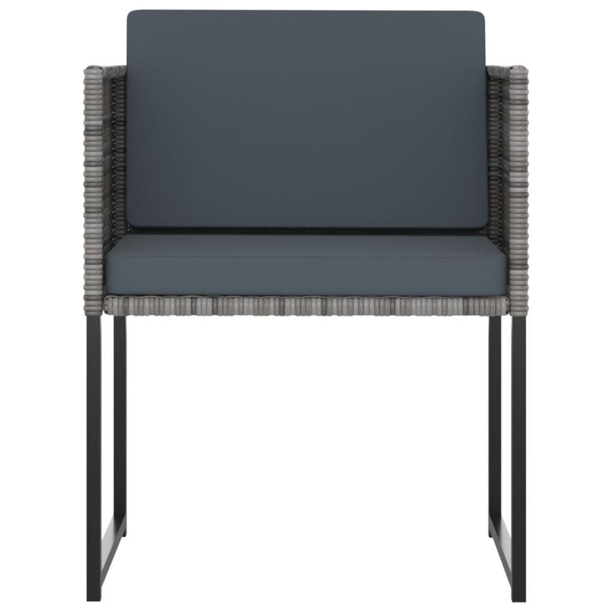 VIDAXL Ensemble a manger de jardin coussins 11 pcs Resine tressee Gris