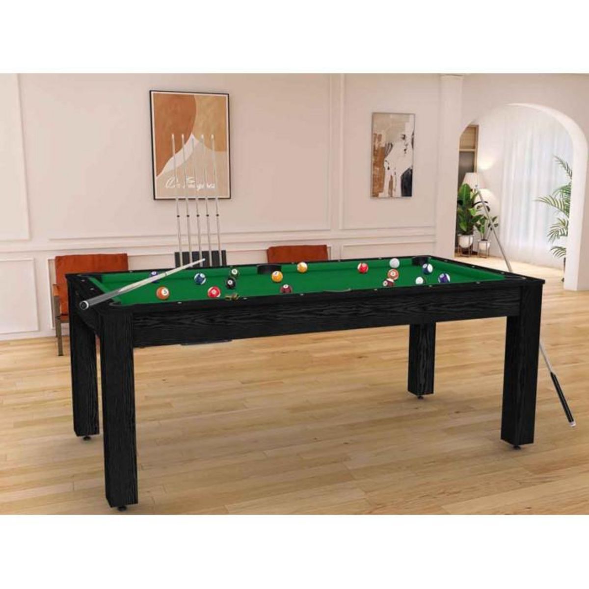 Paris Prix Table de Billard Convertible  Oregon  213cm Noir & Vert