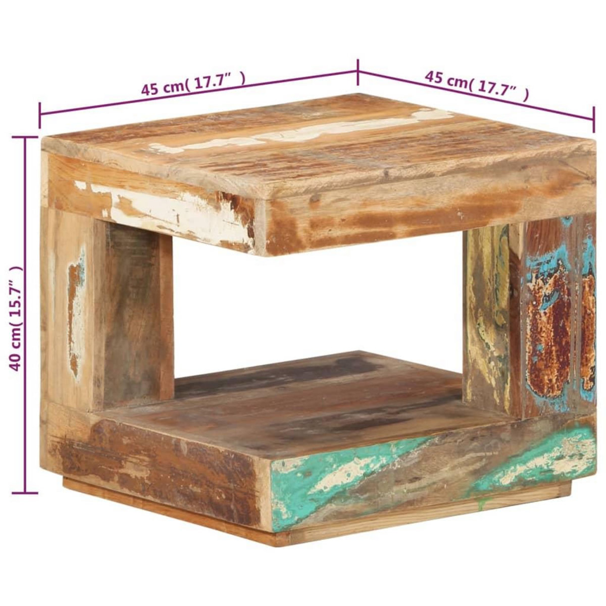VIDAXL Table basse 45x45x40 cm Bois de recuperation massif