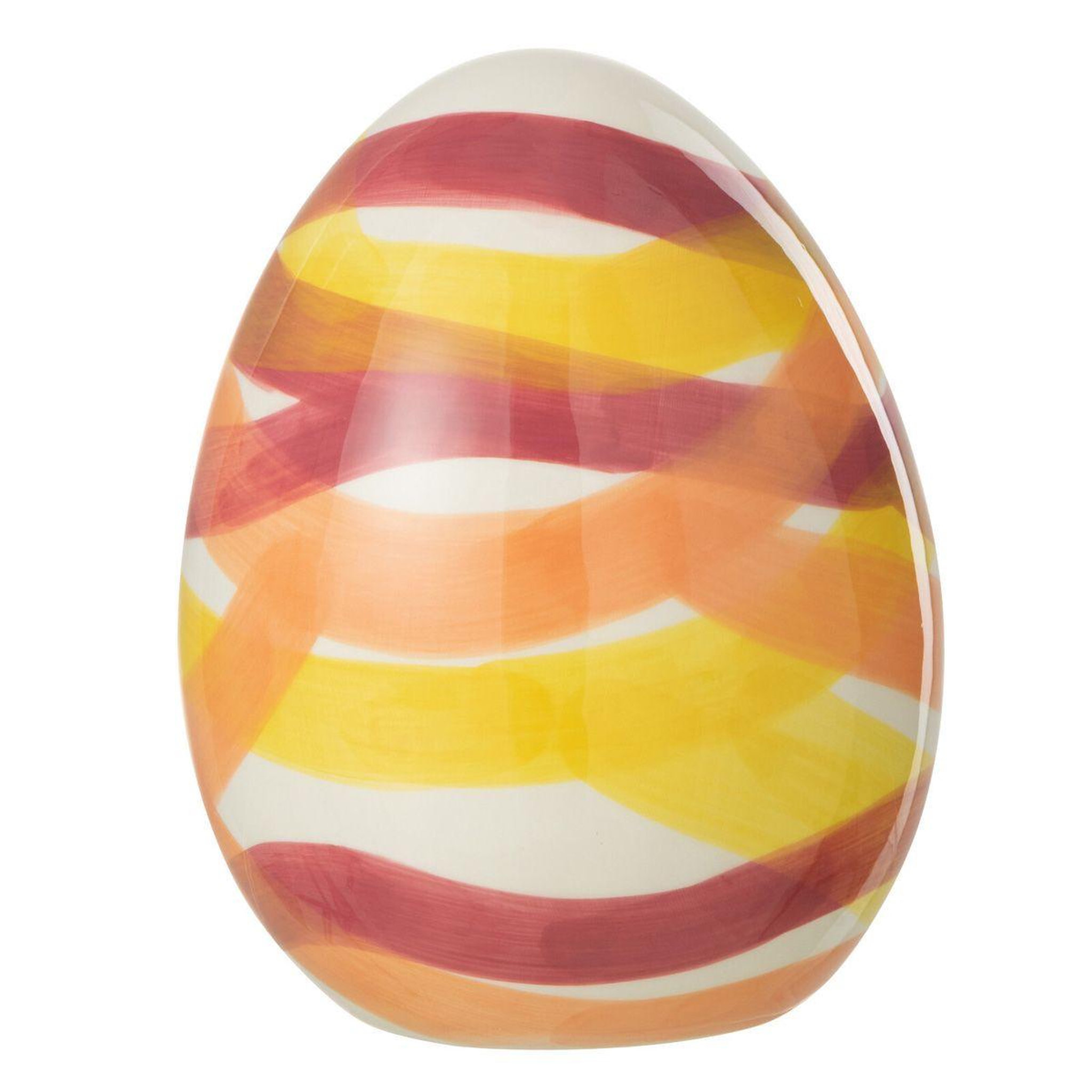 J-LINE Œuf déco en dolomite  lignes  18cm orange