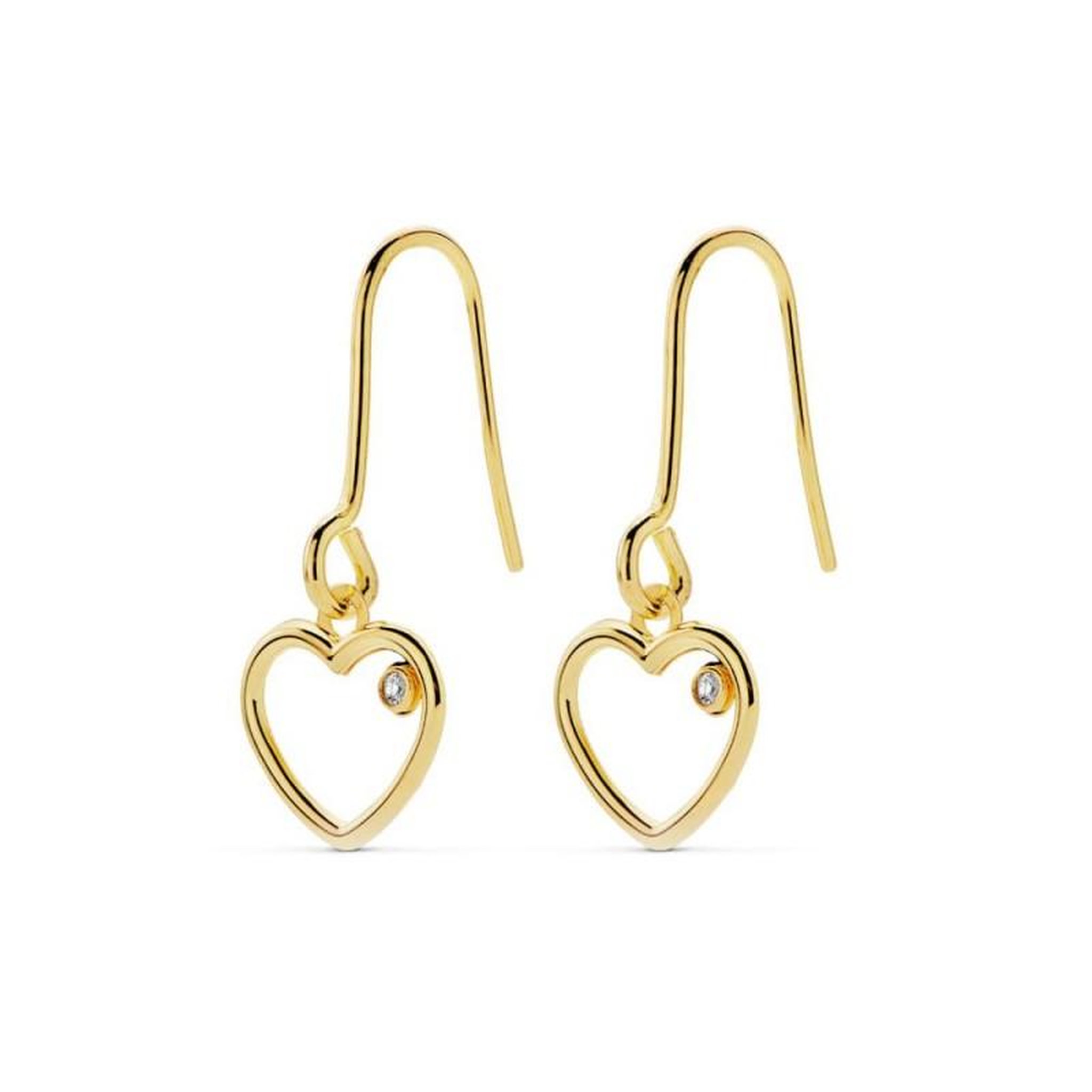 L'ATELIER D'AZUR Boucles d'Oreilles Or 18 Carats 750/000 Jaune - Motif Coeurs Pendants