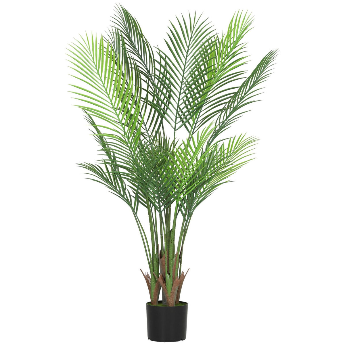 HOMCOM Plante artificielle intérieure palmier H.120cm 4 pieds 20 feuilles grand réalisme PE vert