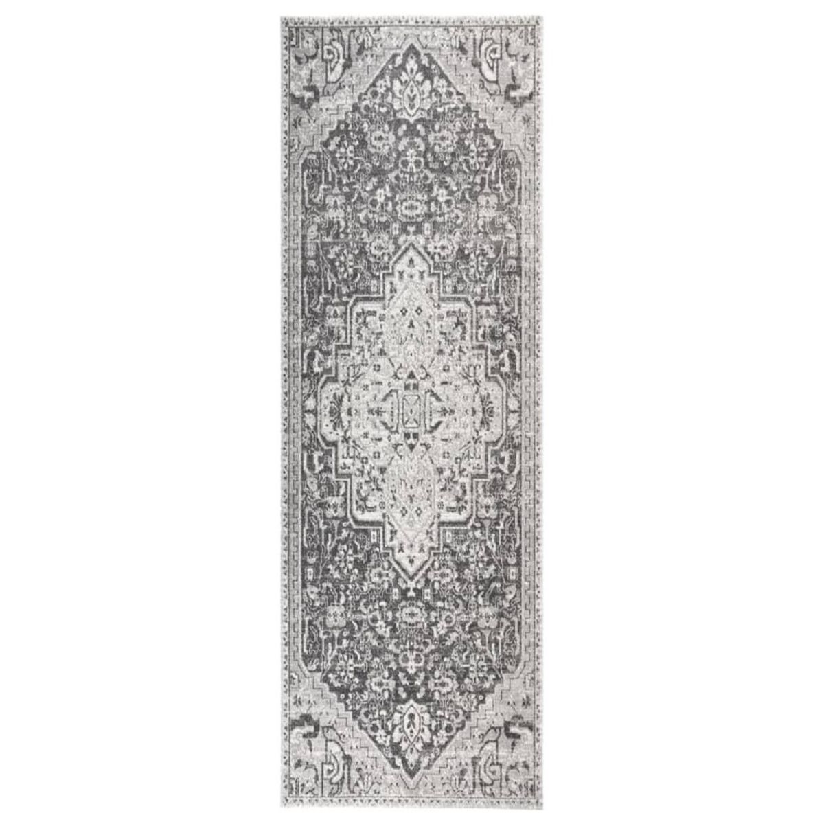 VIDAXL Tapis a tissage plat d'exterieur 80x250 cm Gris clair