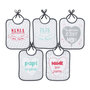 Voir la diapositive 1 : Babycalin Lot de 5 bavoirs message famille 