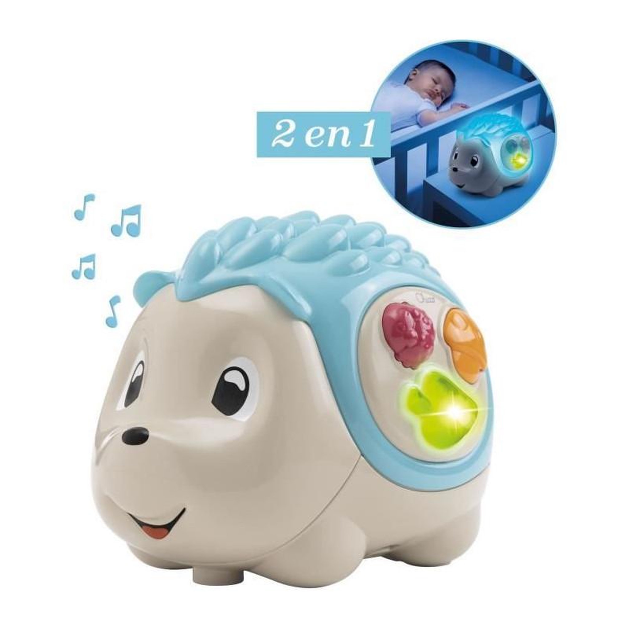 Voir la diapositive 5 : CHICCO Jouet d'éveil/veilleuse Hérisson Sensoriel - CHICCO - Day&Night - Bleu - Des la naissance