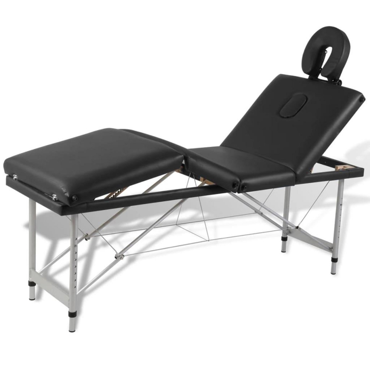 VIDAXL Table de massage pliable Noir 4 zones avec cadre en aluminium
