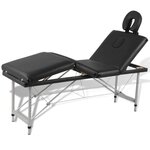 VIDAXL Table de massage pliable Noir 4 zones avec cadre en aluminium