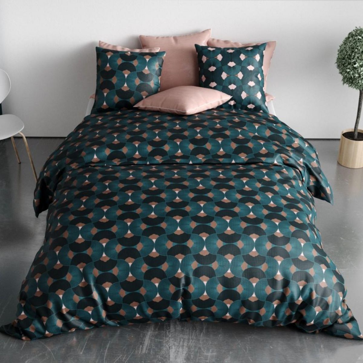 ATELIER DU COTON Housse de couette 240x220 GREEK + 2 taies coton 57 fils