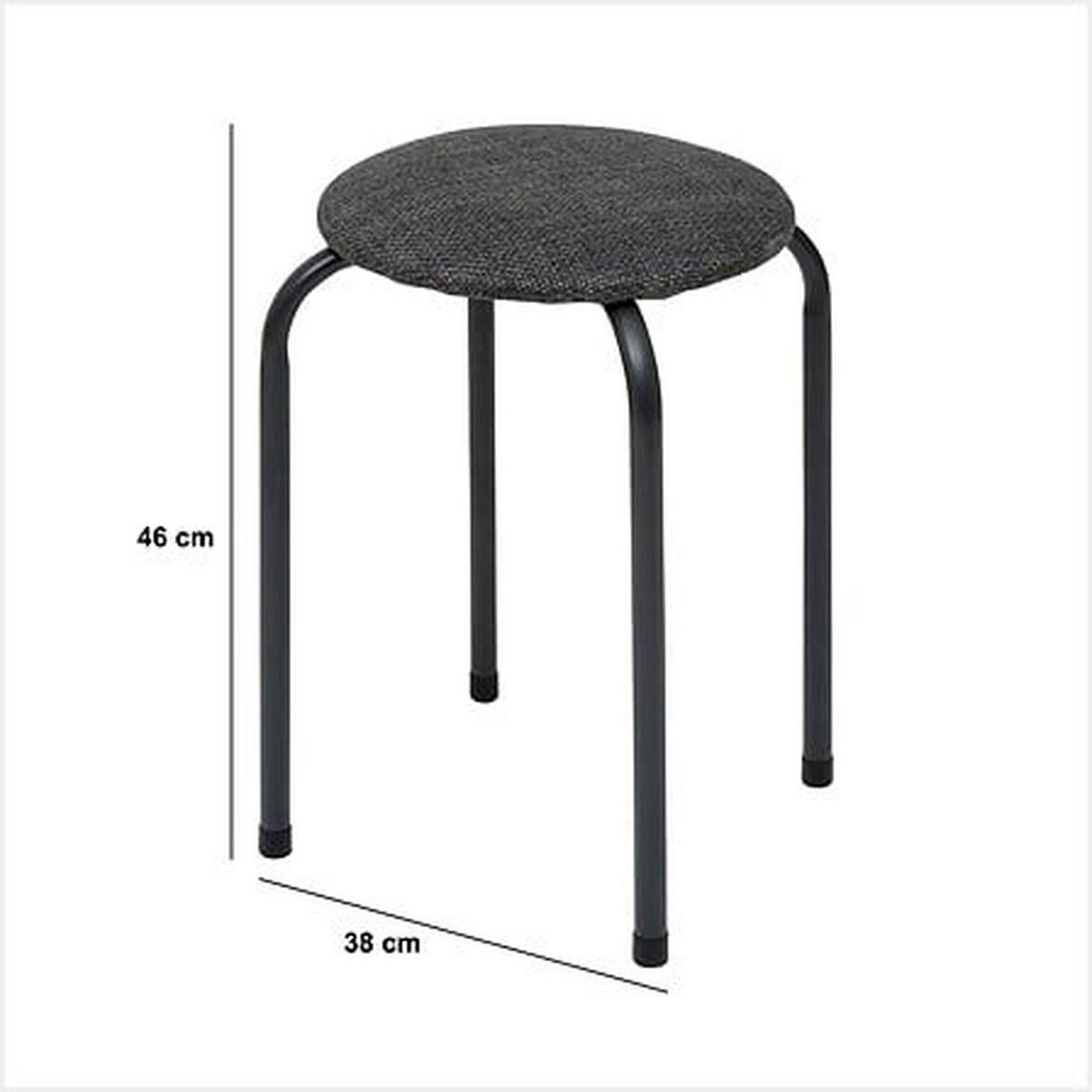 FIVE Tabouret d'appoint en métal et tissu chiné FLEXY