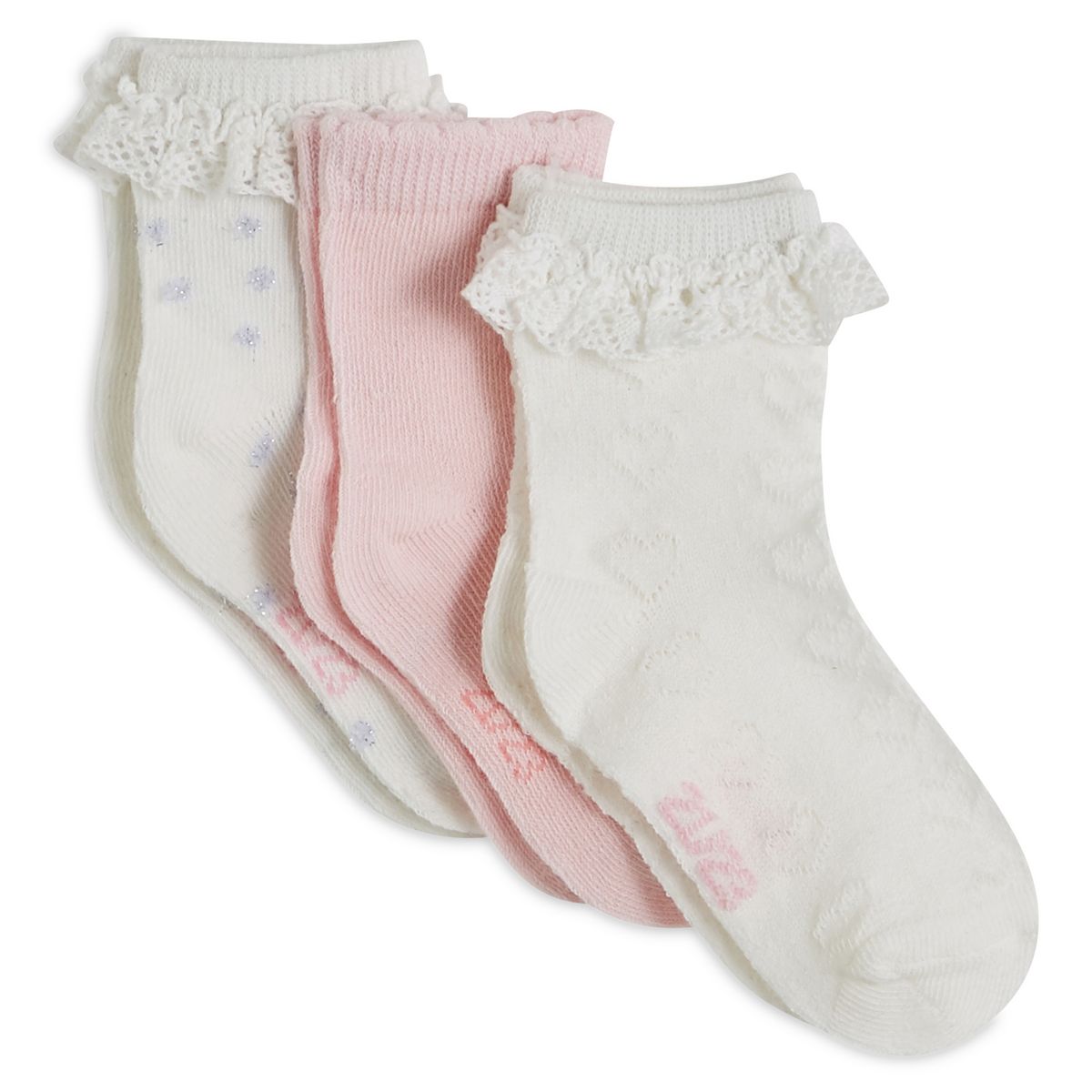 IN EXTENSO Lot de 3 paires de chaussettes de cérémonie bébé fille