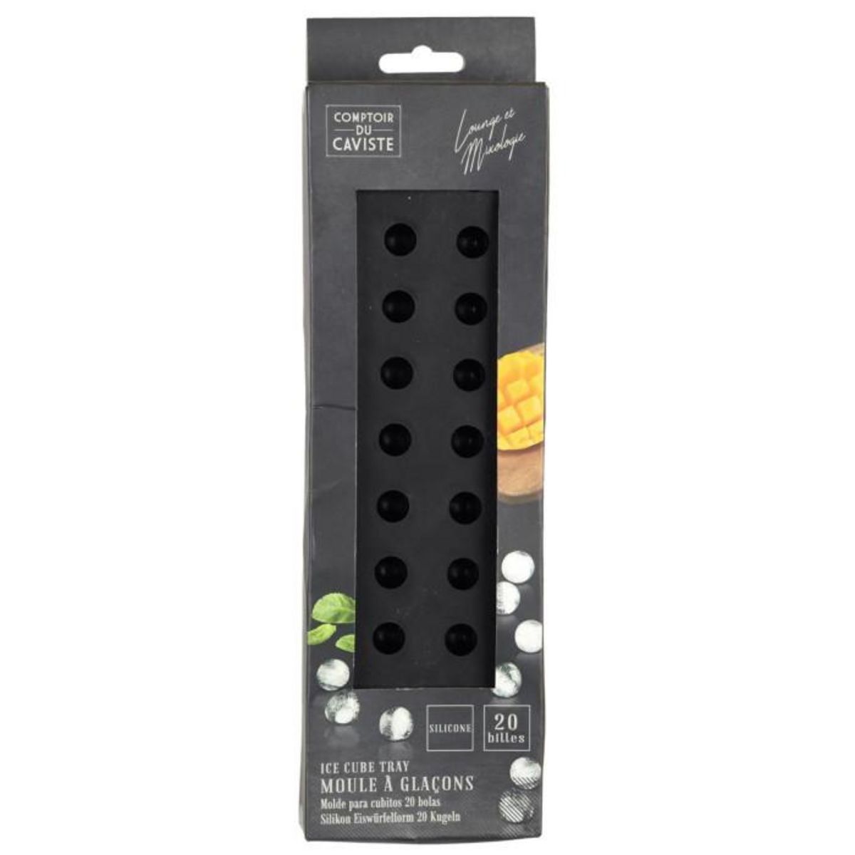 Paris Prix Moule à Glaçons Silicone  20 Billes  20cm Noir