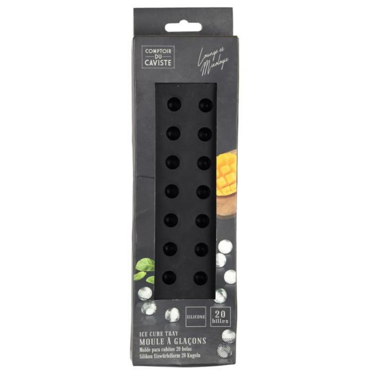 Paris Prix Moule à Glaçons Silicone  20 Billes  20cm Noir