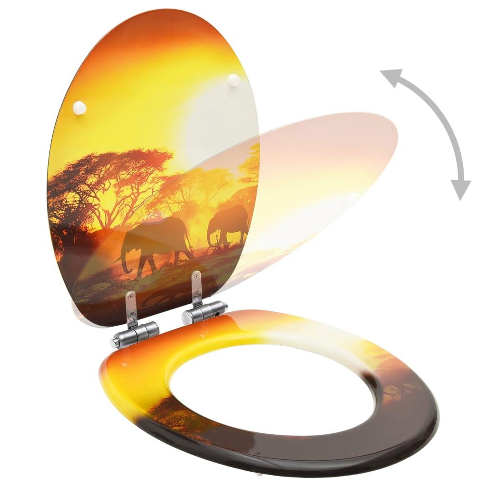 Voir la diapositive 2 : VIDAXL Sieges WC et couvercle a fermeture en douceur 2 pcs MDF Savane