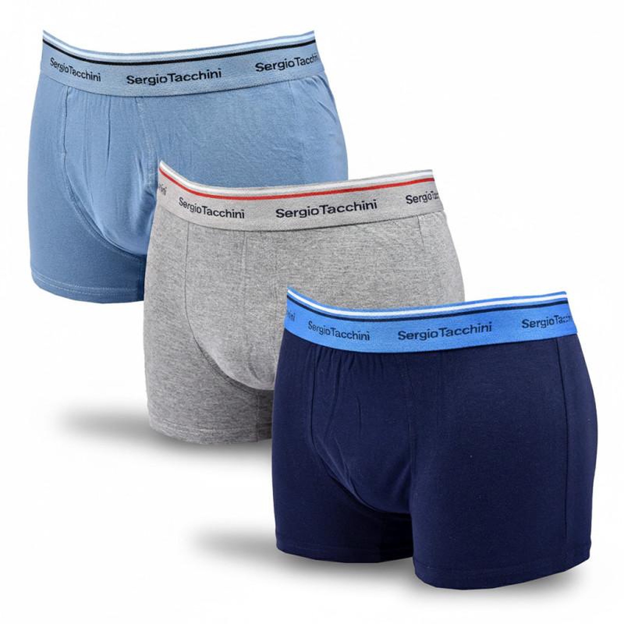 SERGIO TACCHINI Sergio Tacchini Pack de Boxers Homme Lot de 3. Coloris disponibles : Noir / Bleu, Bicolore, Noir