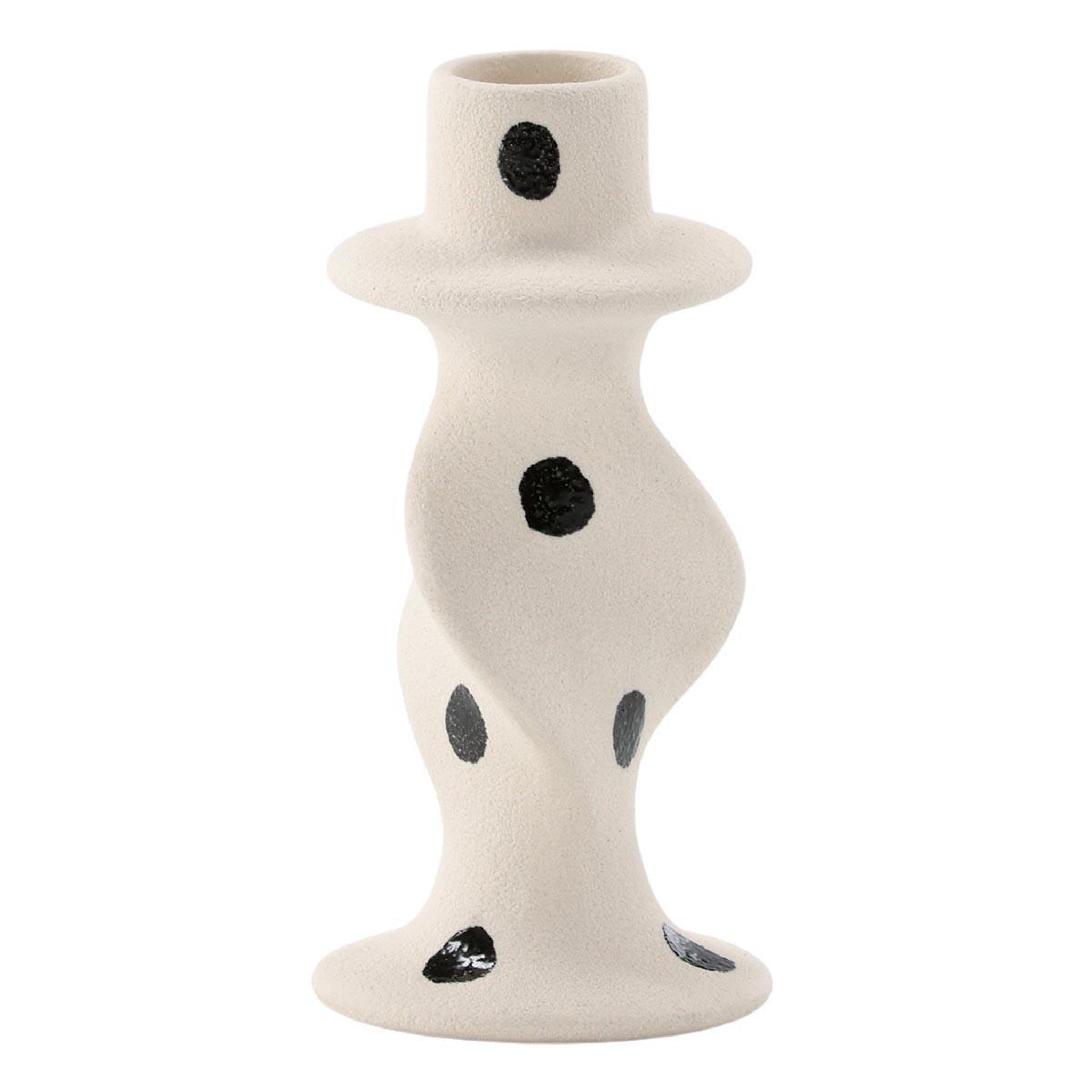 Paris Prix Bougeoir design en céramique  glory  12cm blanc & noir