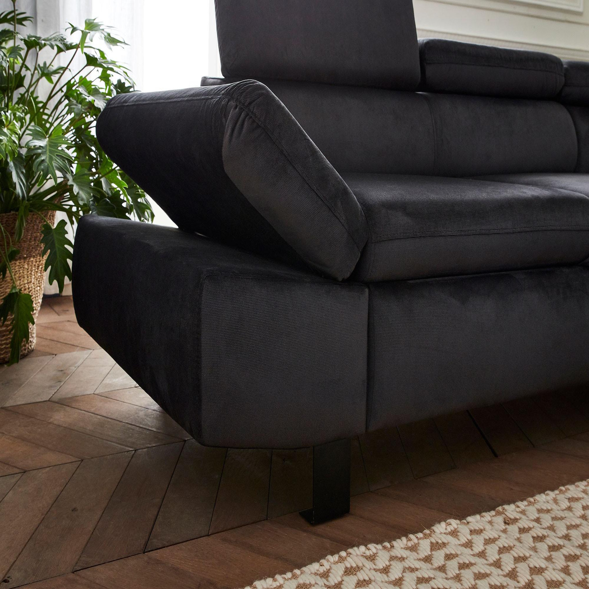 Voir la diapositive 4 : LISA DESIGN Nairobi - canapé d'angle convertible - en velours - 5 places - avec têtières - droit