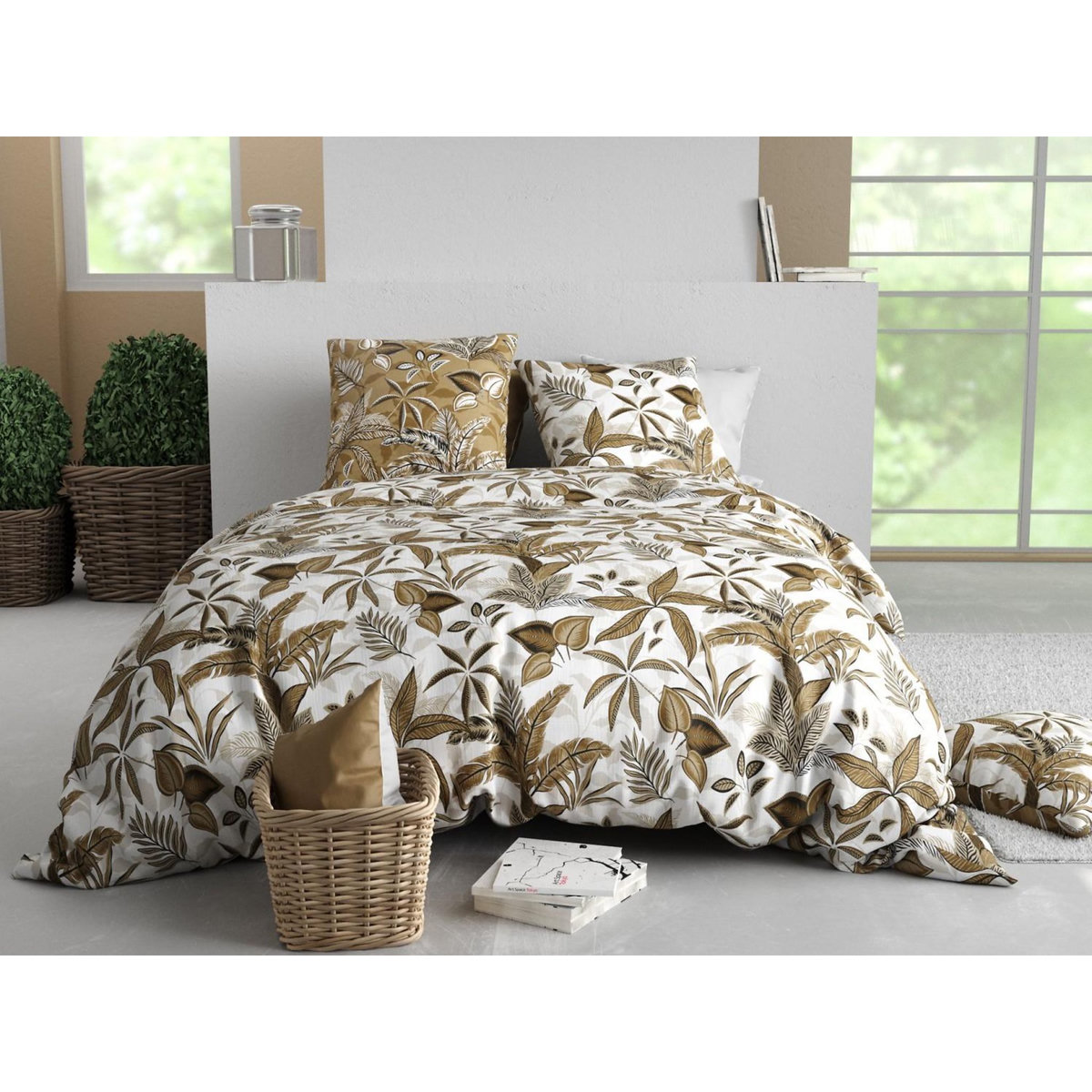 ATELIER DU COTON Parure housse de couette 100% coton 57fils kahoni