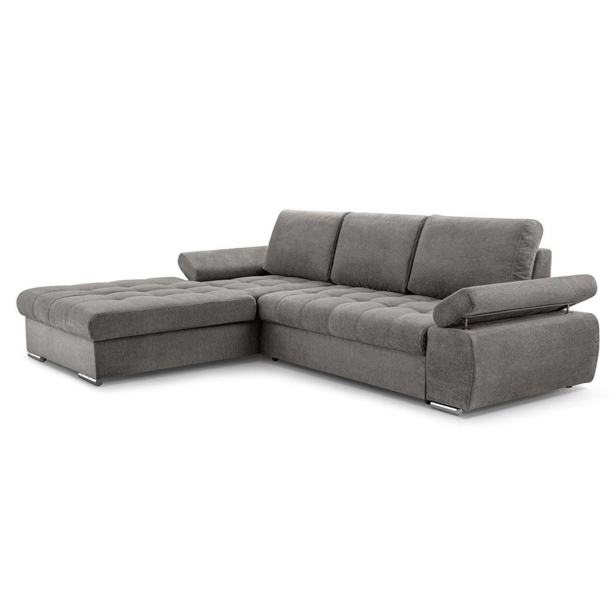 BEST MOBILIER Bianca - canapé d'angle gauche 4 places convertible avec coffre en tissu texturé