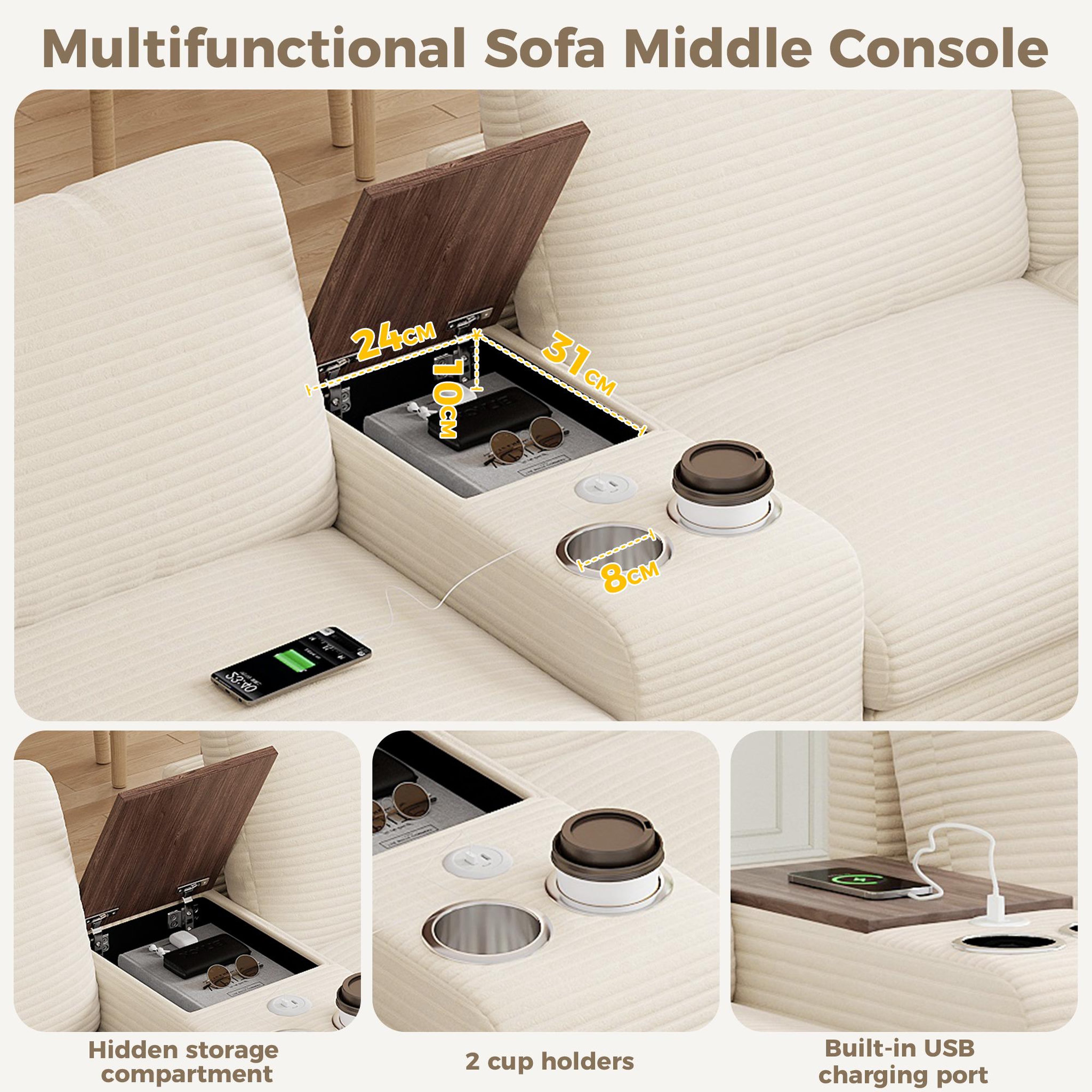 Voir la diapositive 6 : MERAX Canapé d'angle modulable u/l 6 places avec console usb tissu côtelé