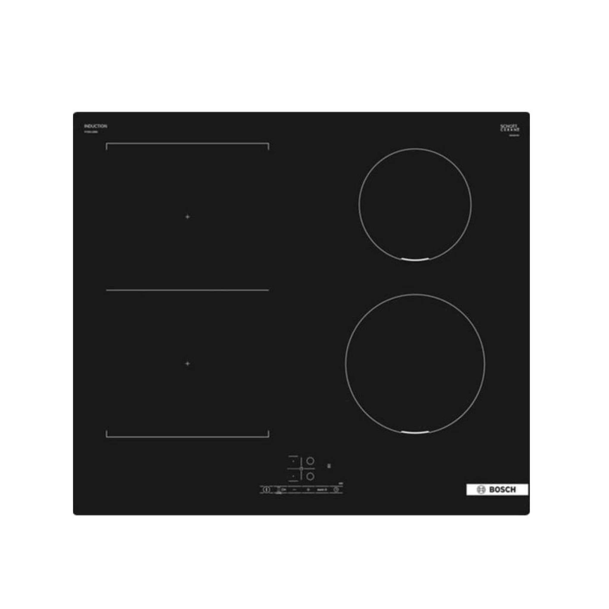 Voir la diapositive 1 : BOSCH Table de cuisson induction 60cm 4 feux 6900w noir - pvs611bb6h