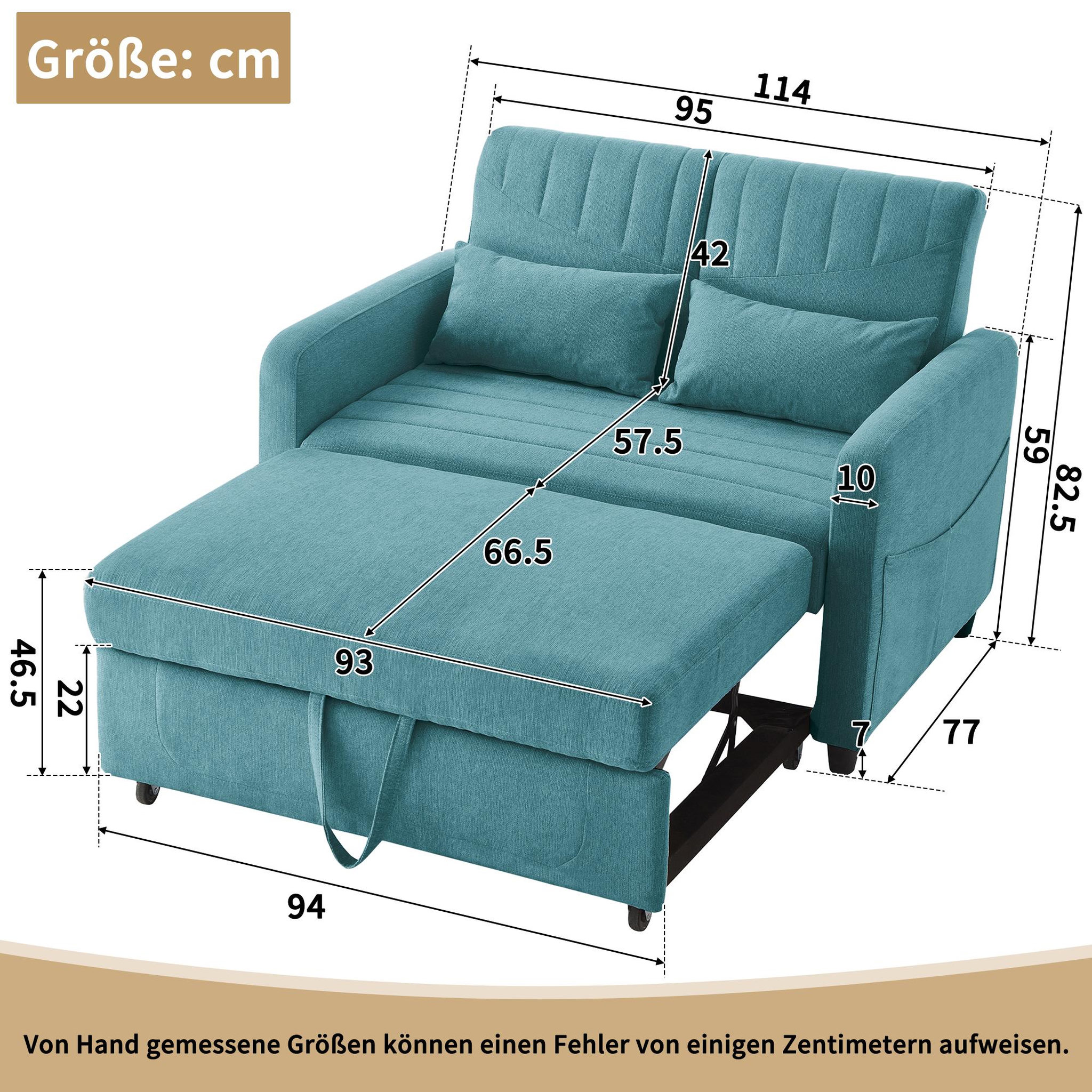 Voir la diapositive 3 : MERAX Canapé droit convertible 2 places coton et lin