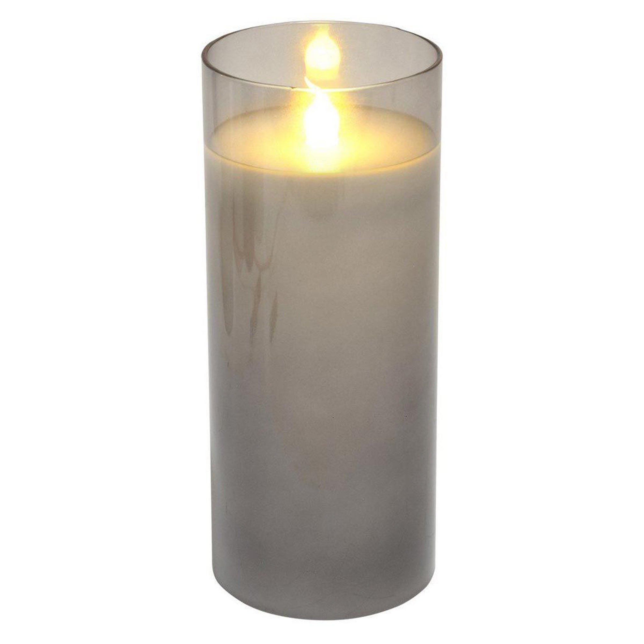 HOMEA Bougie Ronde LED  Verrine  17cm Gris Clair