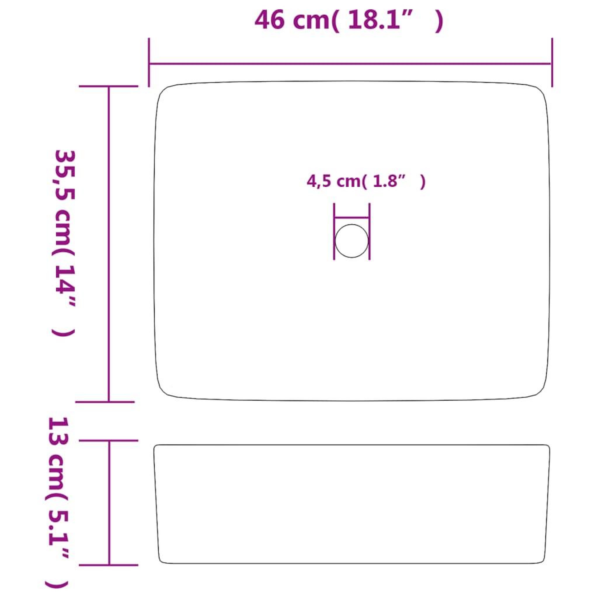 Voir la diapositive 6 : VIDAXL Vasque a poser multicolore rectangulaire 46x35,5x13cm ceramique