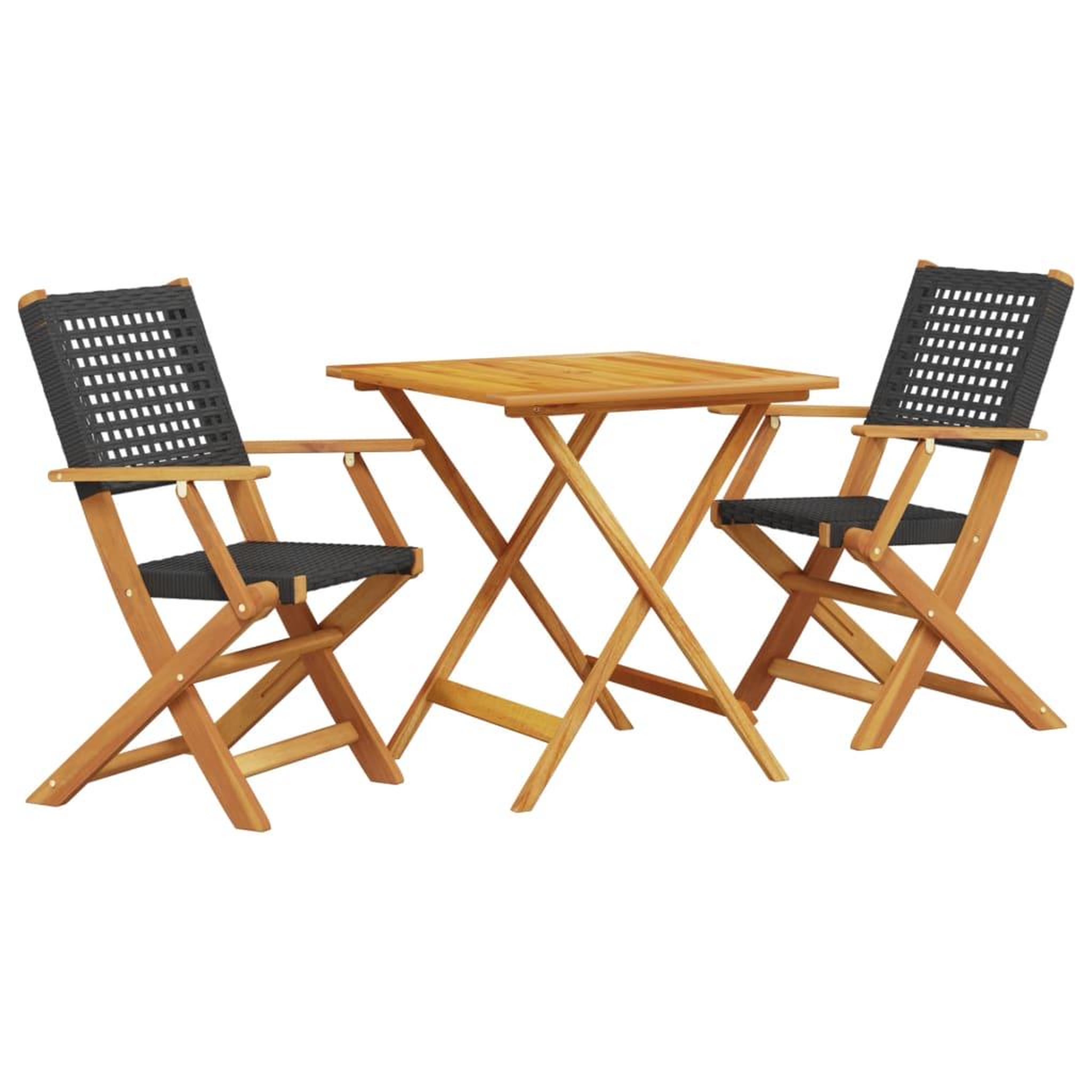 Voir la diapositive 2 : VIDAXL Ensemble de bistro 3 pcs noir resine tressee et bois massif