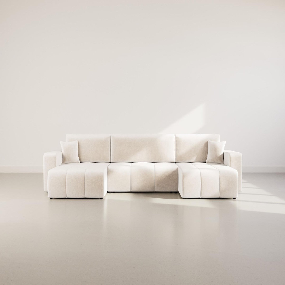 BEST MOBILIER Nicole - canapé panoramique en u 7 places convertible avec coffre en tissu