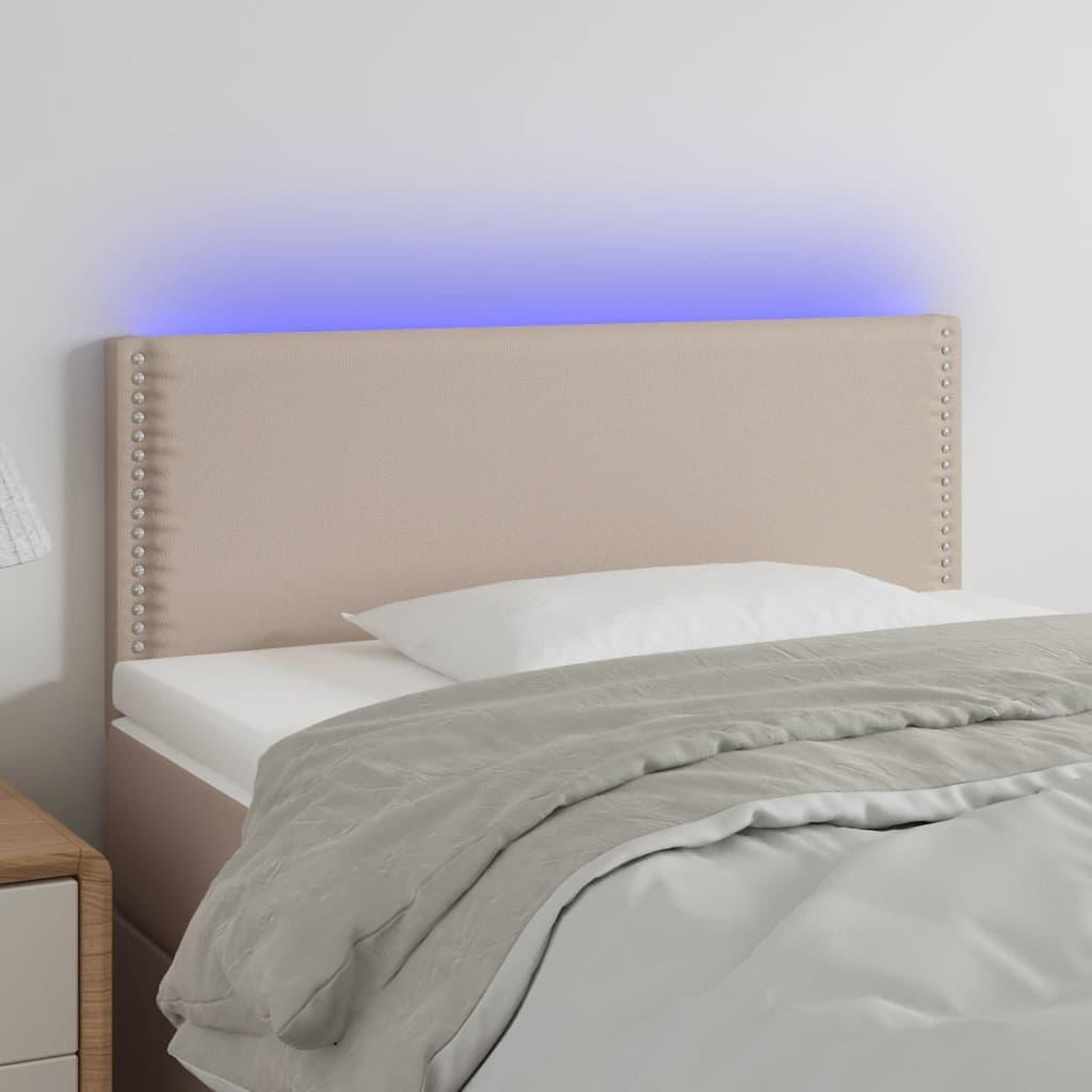 Voir la diapositive 1 : VIDAXL Tete de lit a LED Cappuccino 90x5x78/88 cm Similicuir