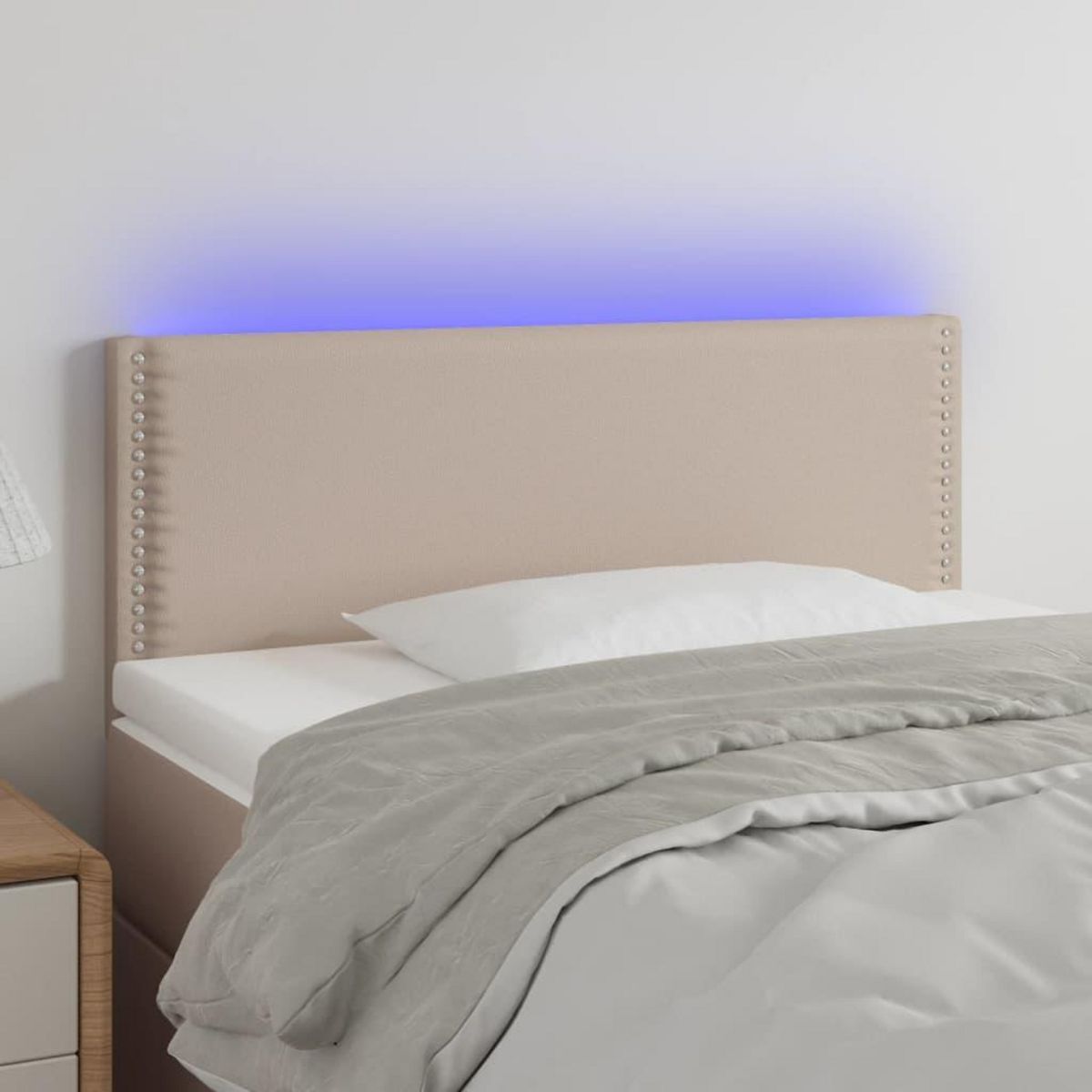 VIDAXL Tete de lit a LED Cappuccino 90x5x78/88 cm Similicuir