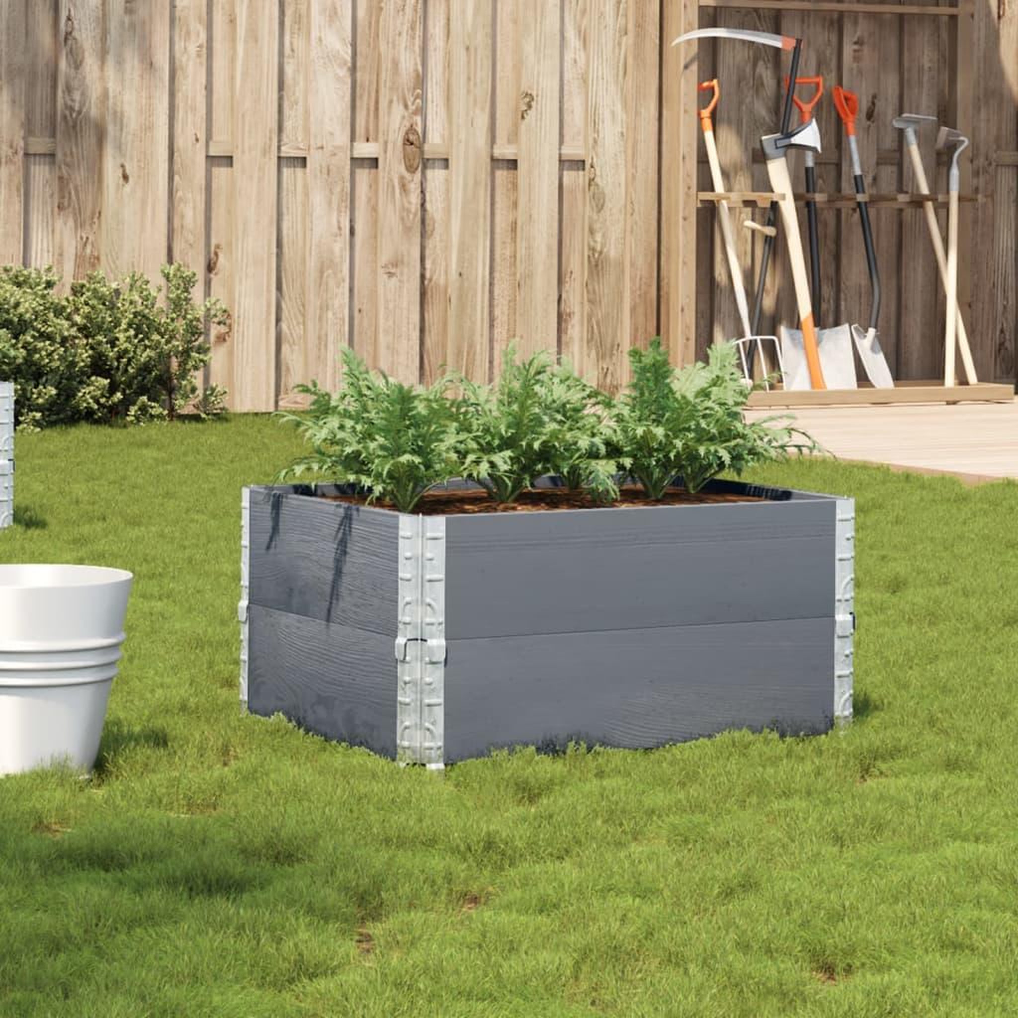 VIDAXL Jardiniere gris 80x60 cm bois massif de pin