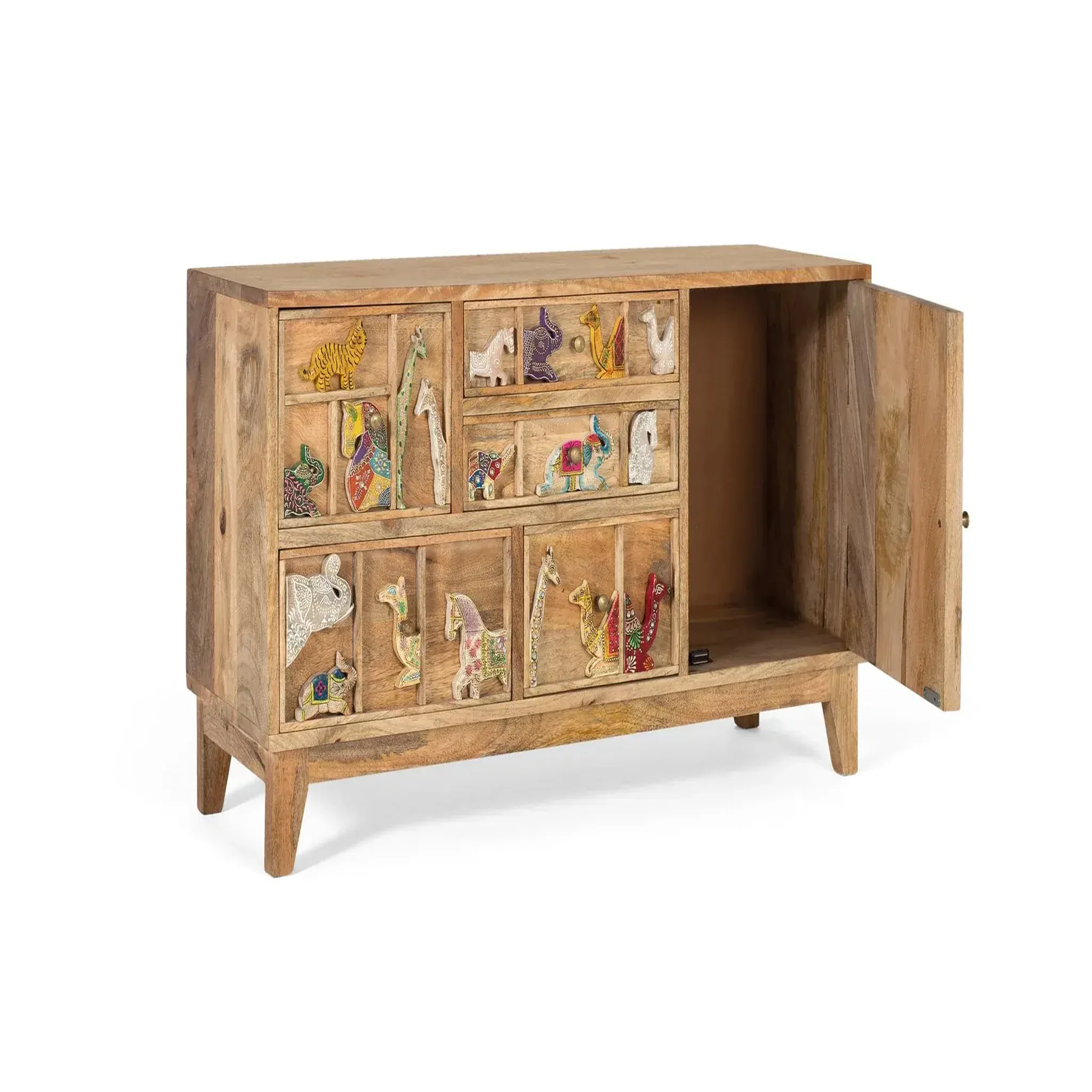 Voir la diapositive 3 : GINER Y COLOMER SL Commode en bois de manguier 100 cm style rustique vintage