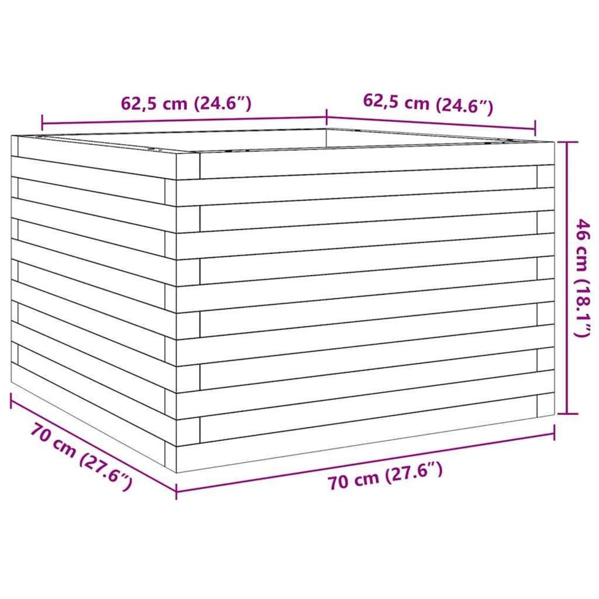 VIDAXL Jardiniere 70x70x46 cm bois de pin impregne