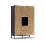 Voir la diapositive 1 : BEST MOBILIER Felicia - armoire - effet bois et noir - 135x200 cm