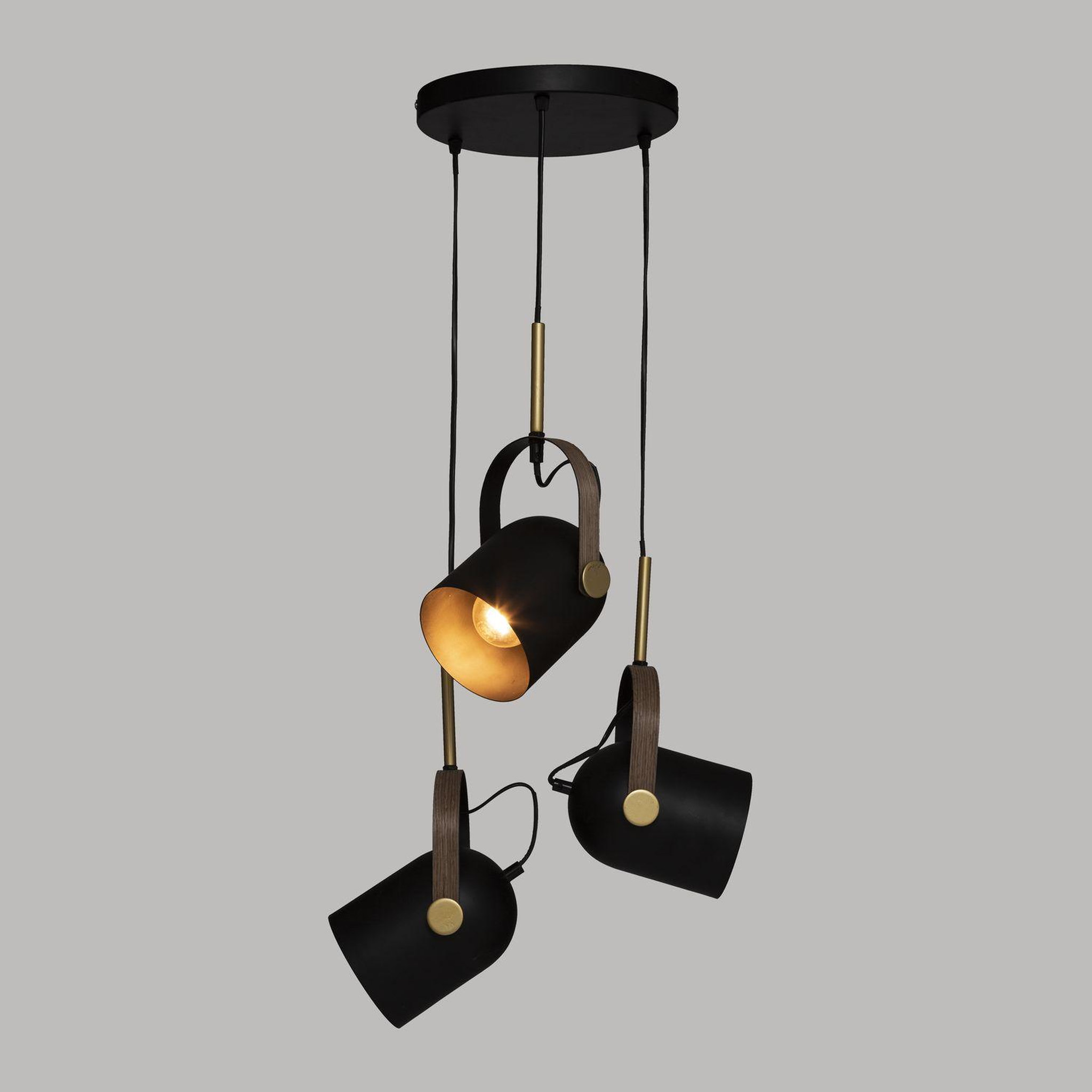 Voir la diapositive 4 : ATMOSPHERA 3 suspensions effet projecteur - noir et doré