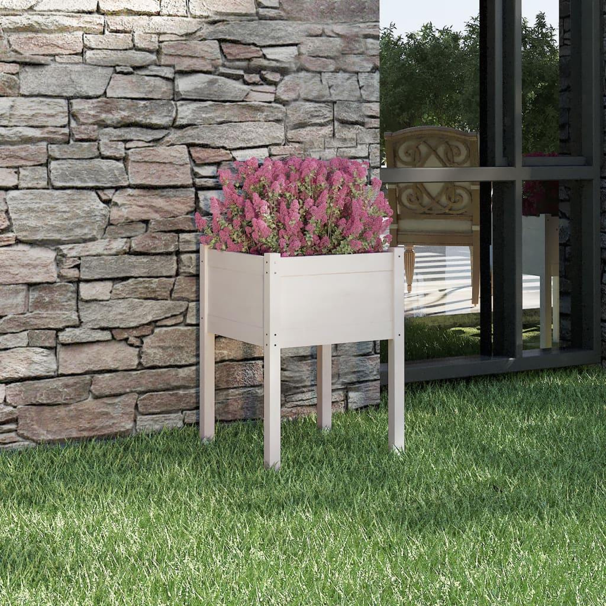 Voir la diapositive 1 : VIDAXL Jardiniere Blanc 50x50x70 cm Bois de pin massif
