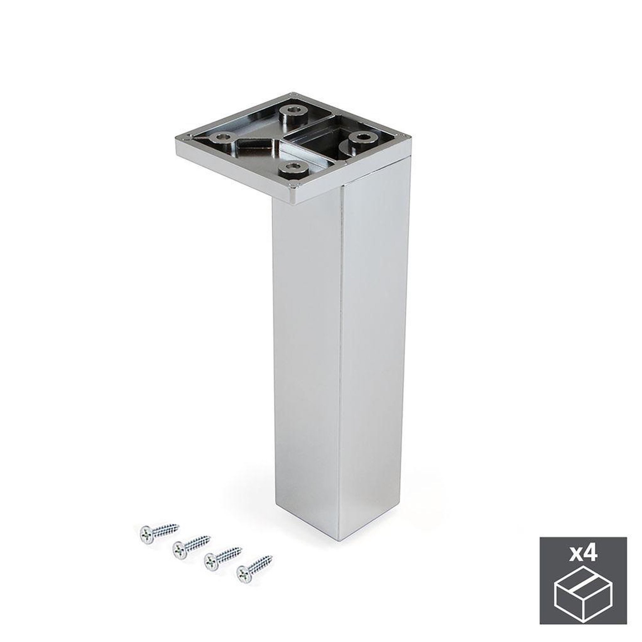EMUCA SRL Pied pour meubles Smartfeet 1, réglable, Plastique, H 140 mm Coin, Chromé