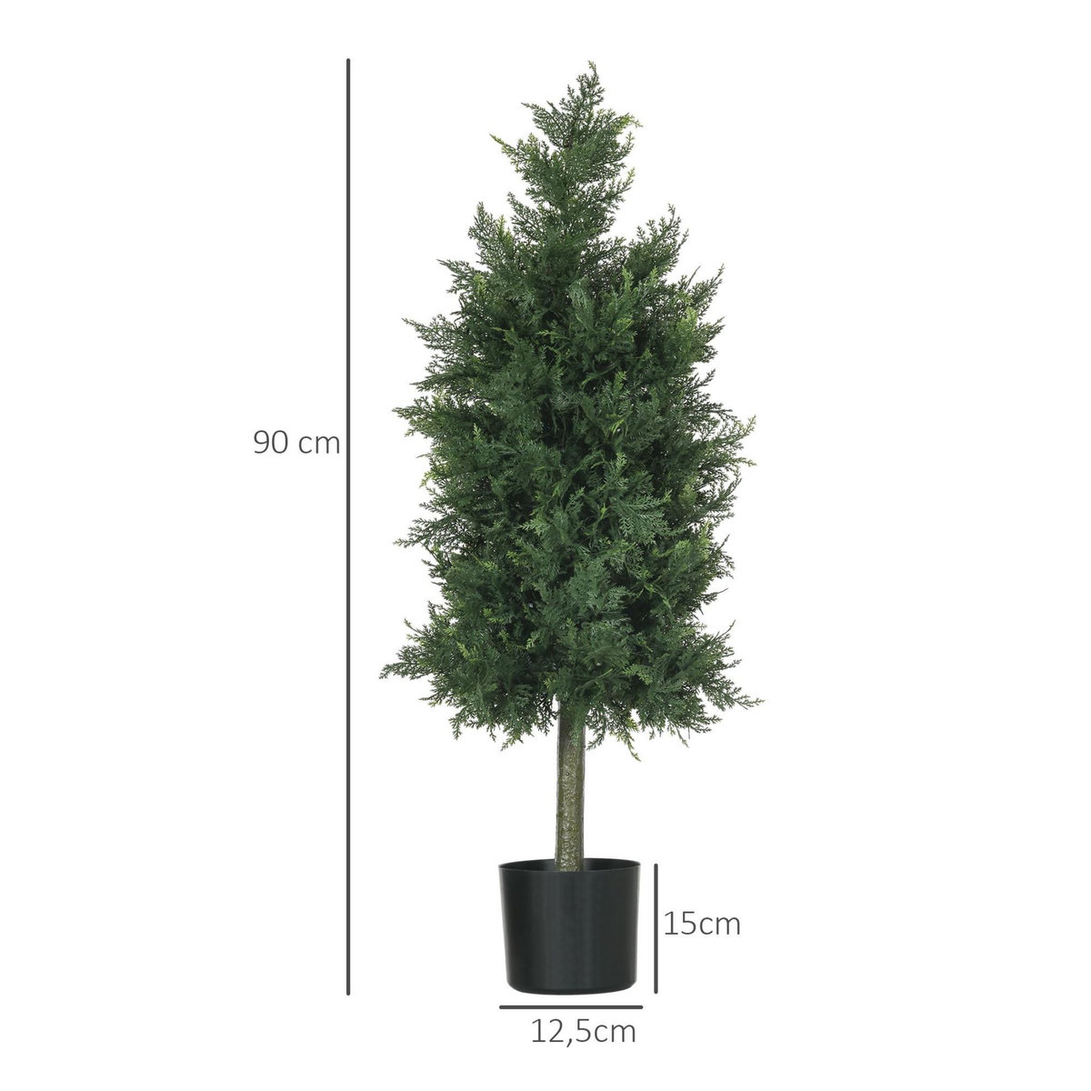 HOMCOM Lot de 2 plantes artificielles sapins cèdre H. 90 cm grand réalisme pot inclus
