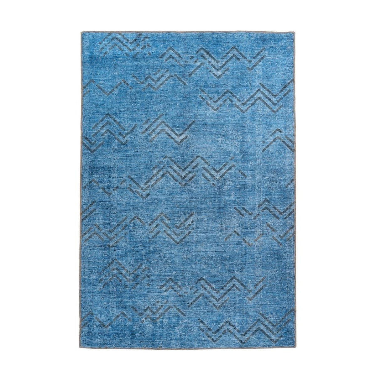 Paris Prix Tapis Tissé à Poils Courts  Antique  Bleu