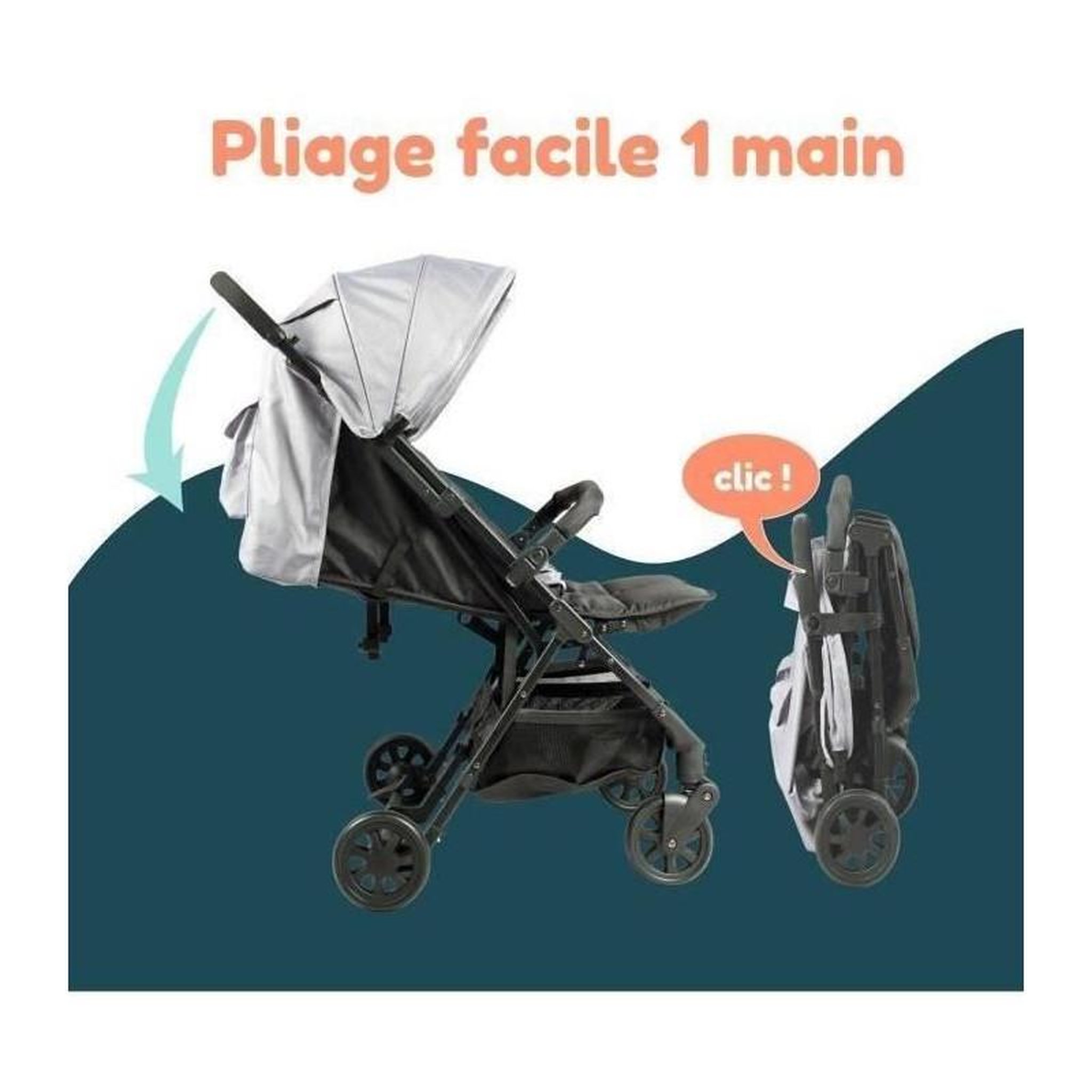 Voir la diapositive 6 : BAMBISOL Bambisol - DS209 GRIS NOIR - Poussette Double Cote a Cote | Pour Jumeaux des la Naissance, Pliage Ultra-Compact | Noir Gris