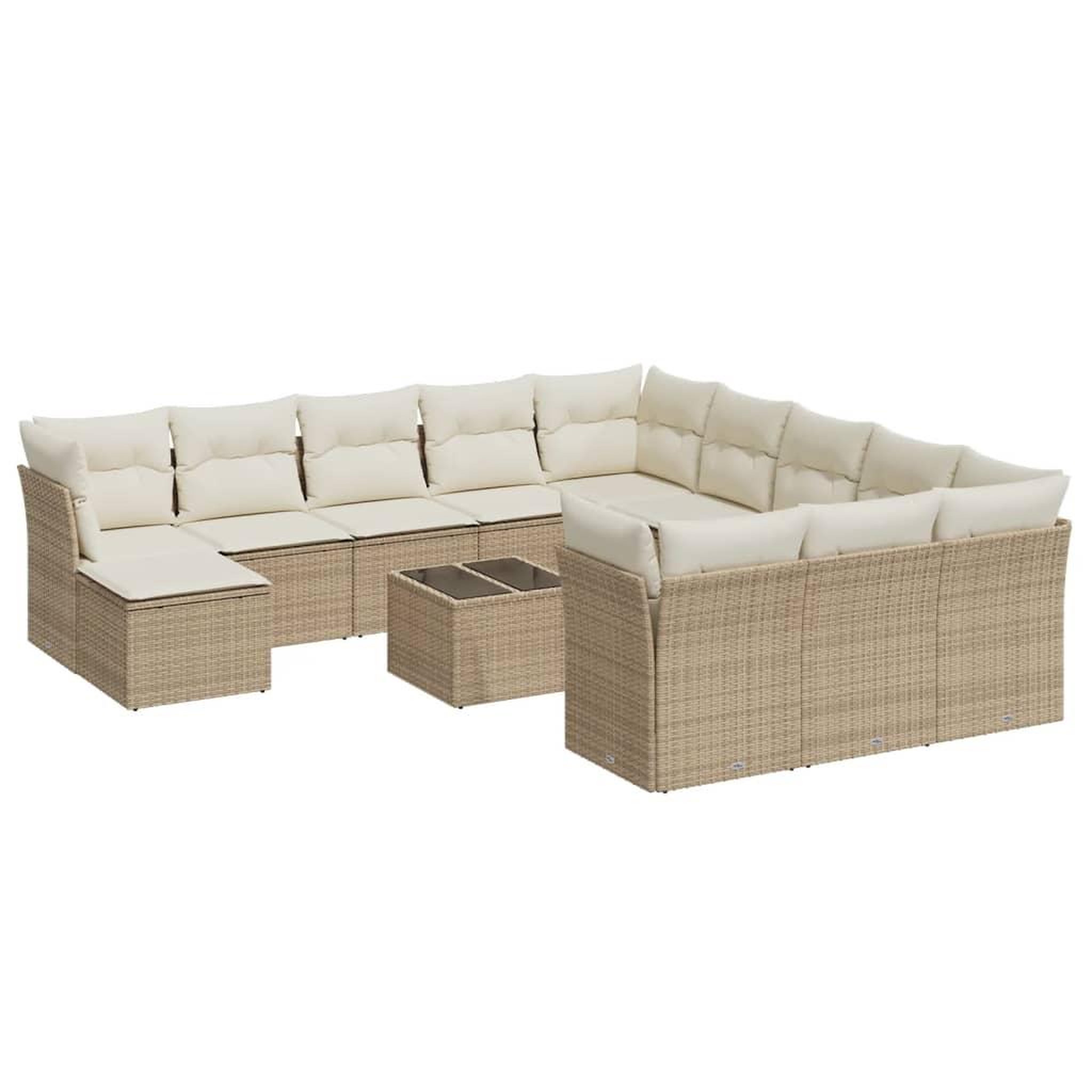 Voir la diapositive 2 : VIDAXL Salon de jardin avec coussins 13 pcs beige resine tressee